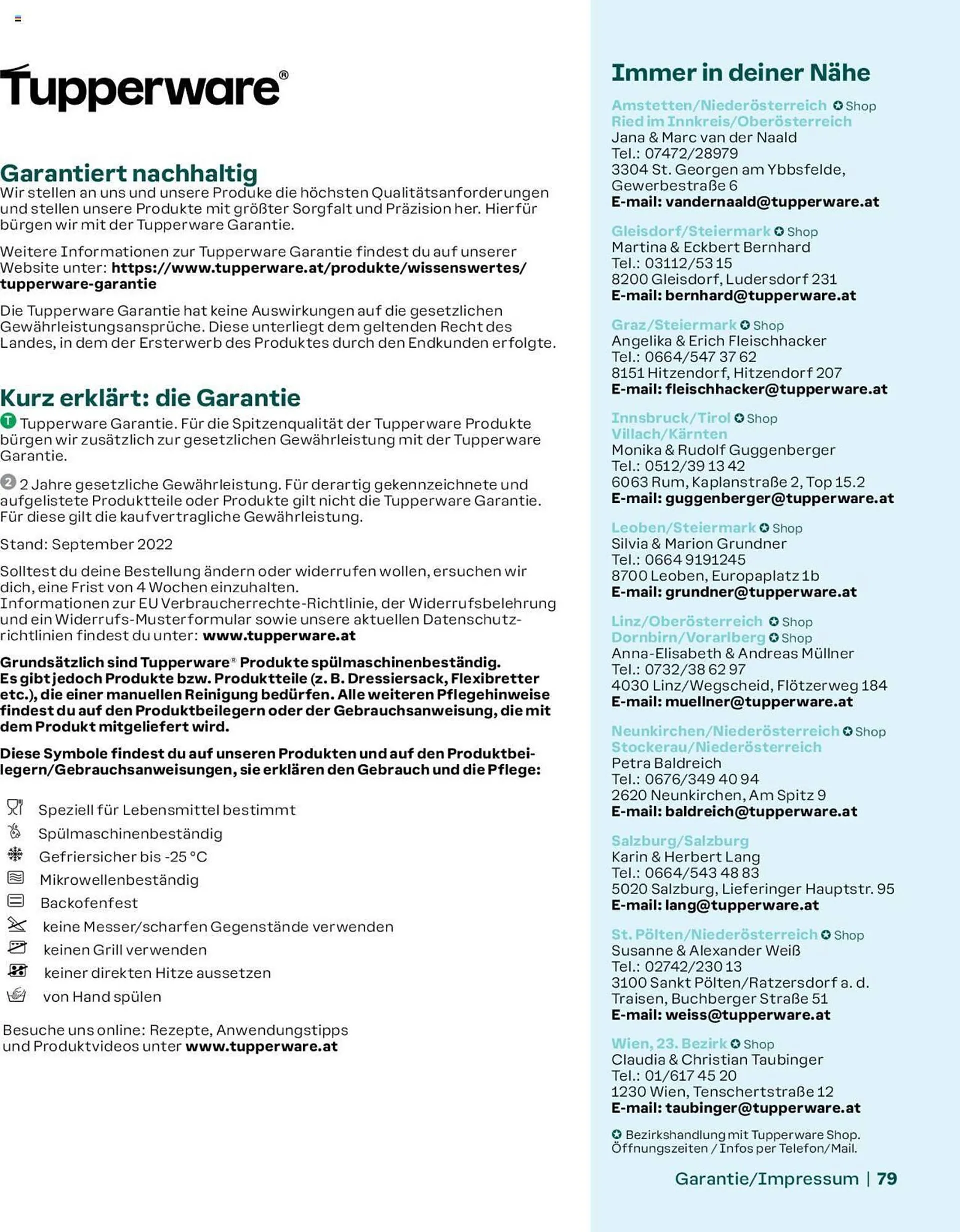 Tupperware Flugblatt von 4. März bis 31. August 2024 - Flugblätt seite  79