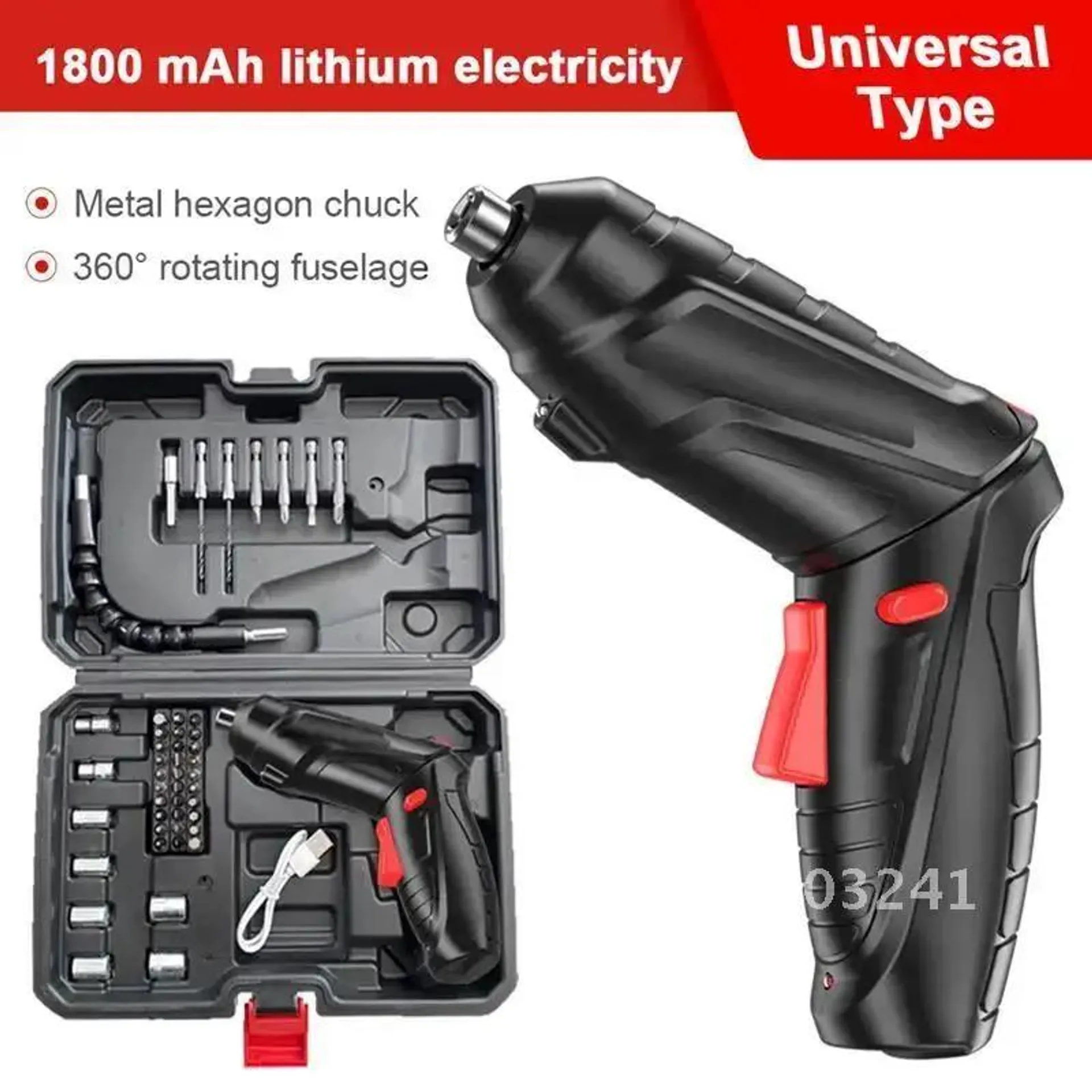 Electric Cordless Screwdriver USB Rechargeable Multifunction Mini Powerful Impact Screw Tool Set