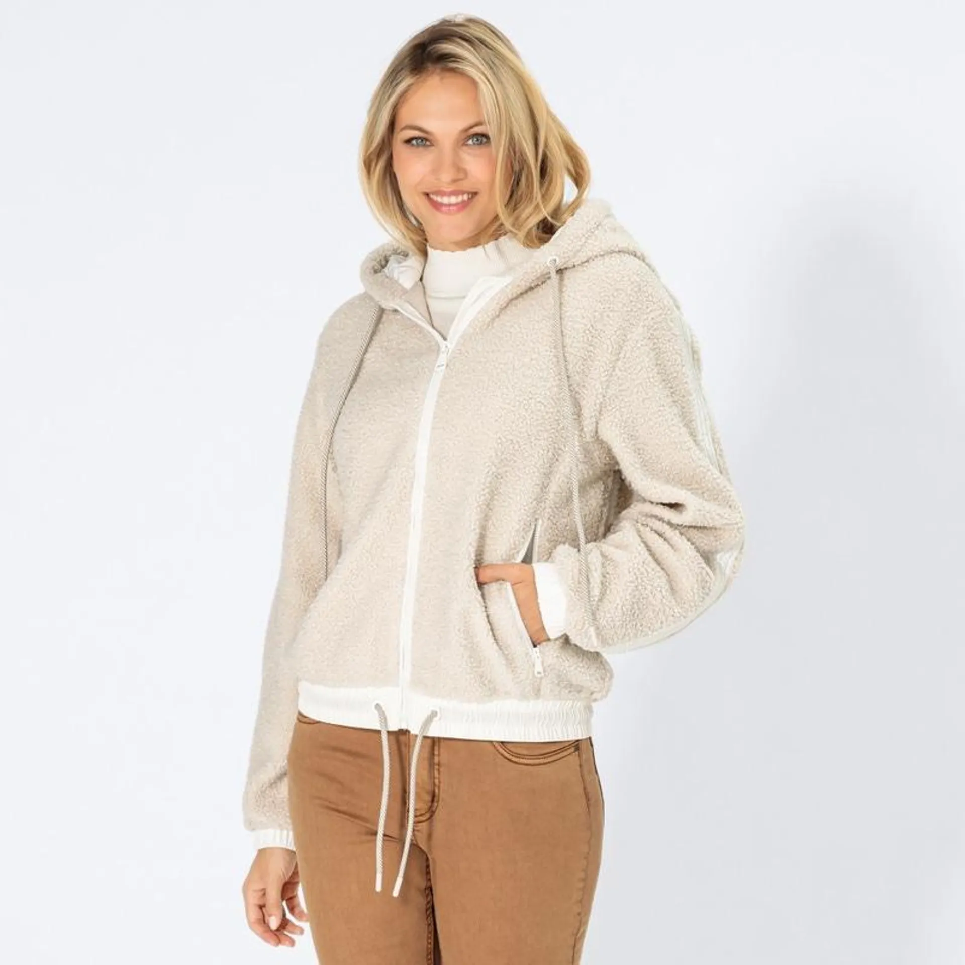 Damen-Teddyjacke mit flauschigem Futter