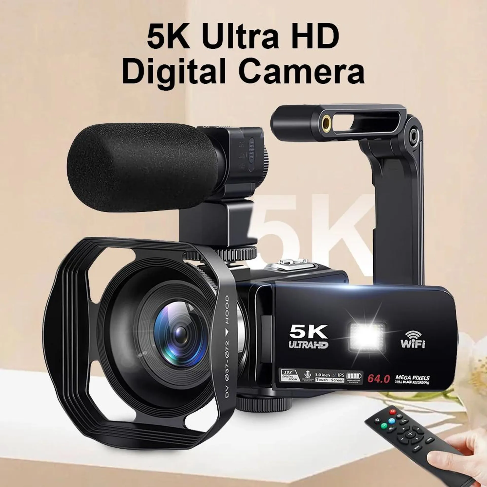 5K Ultra HD Digital Camera 60FPS 18X Zoom 3 Inch LCD Touch Screen Ultra HD WIFI Recording Camcorder Portable Digital Camera