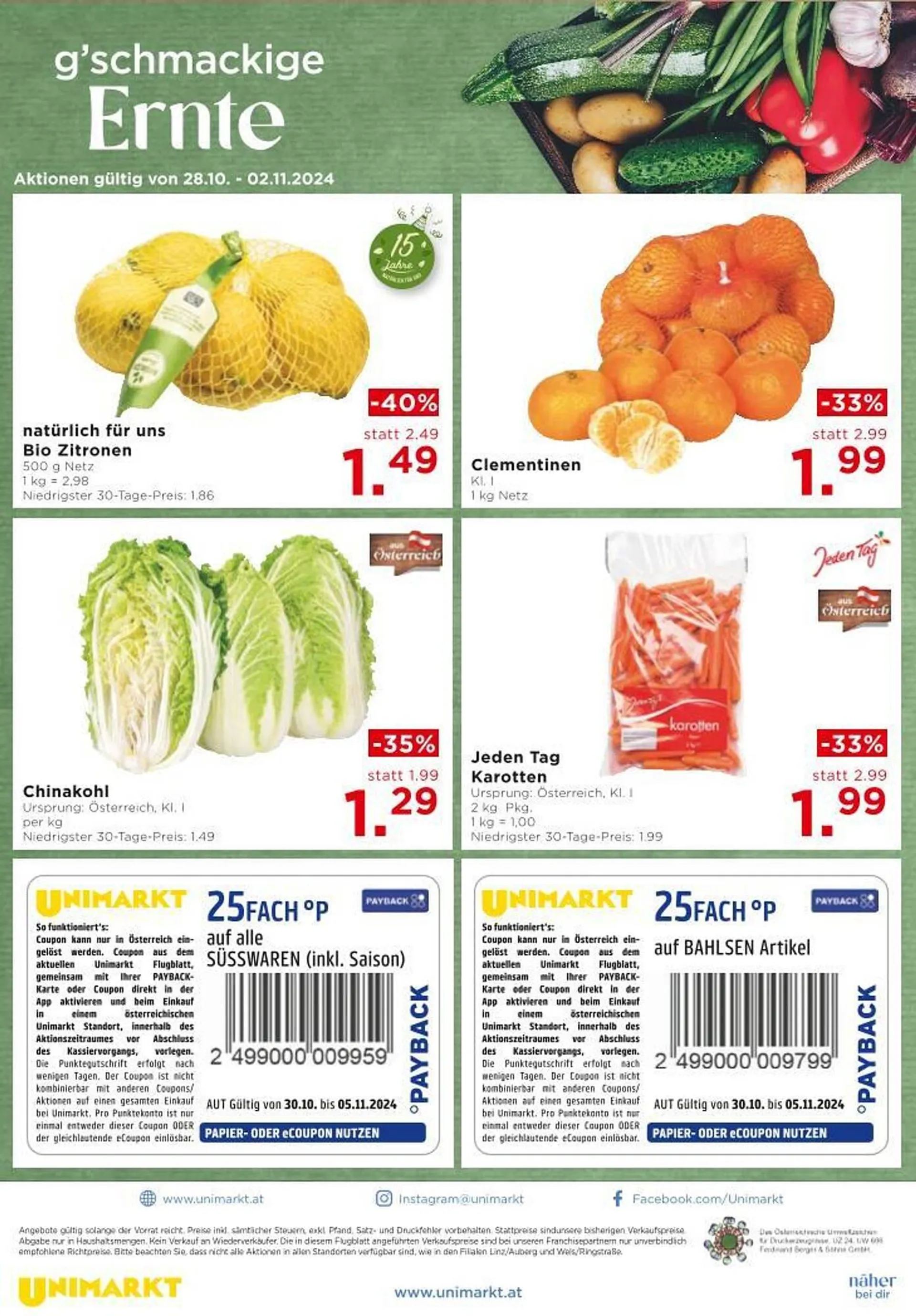 Unimarkt Flugblatt von 30. Oktober bis 5. November 2024 - Flugblätt seite  12