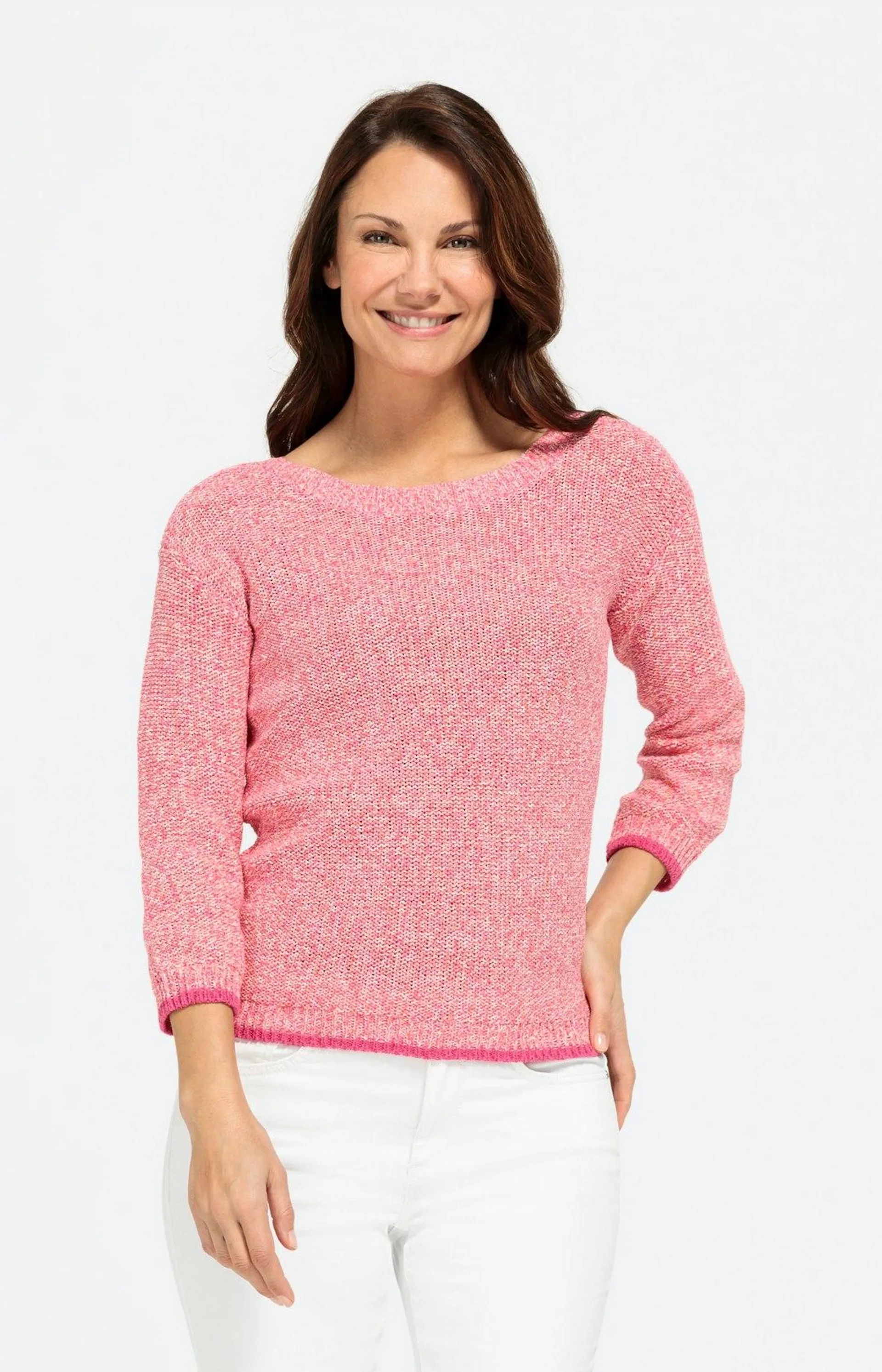 Melierter Pullover in Feinstrickoptik