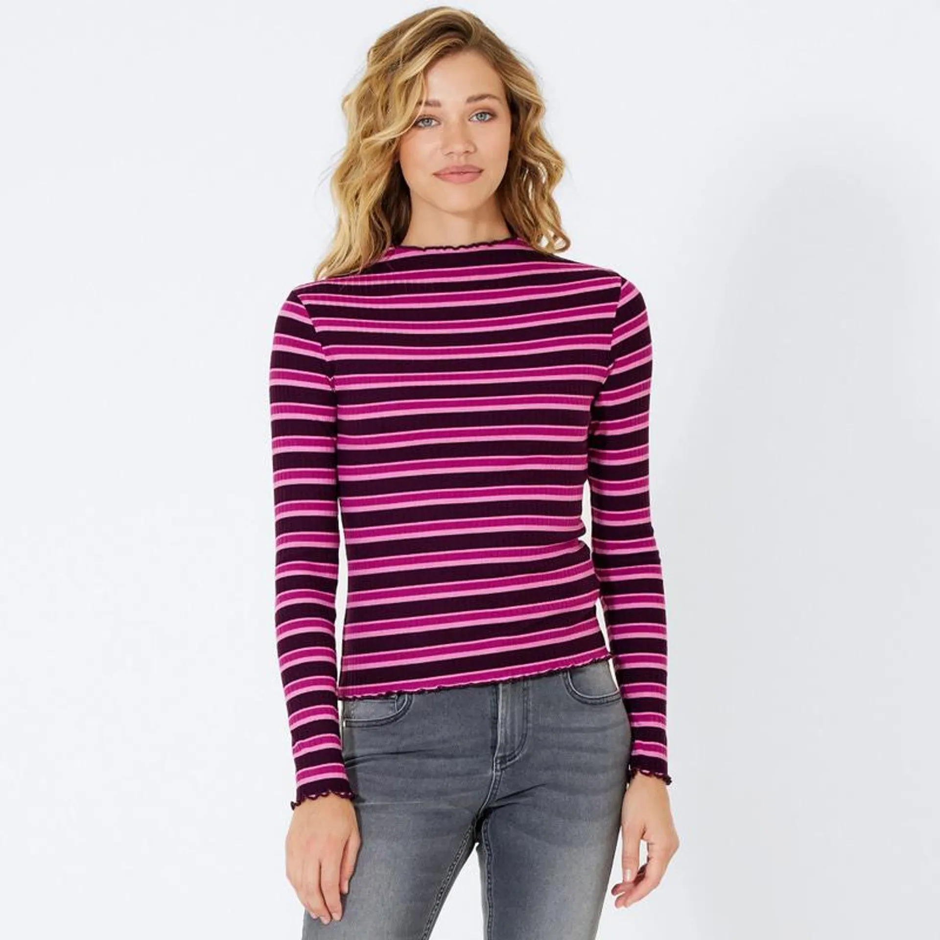 Damen-Langarmshirt mit Streifenmuster