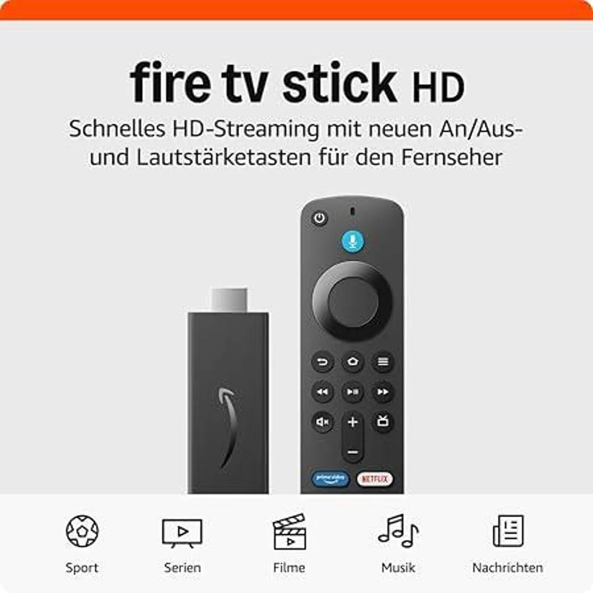 Amazon Fire TV Stick HD (Neueste Generation) | Free- und Live-TV, Alexa-Sprachfernbedienung, Smart-Home-Steuerung, HD-Streaming