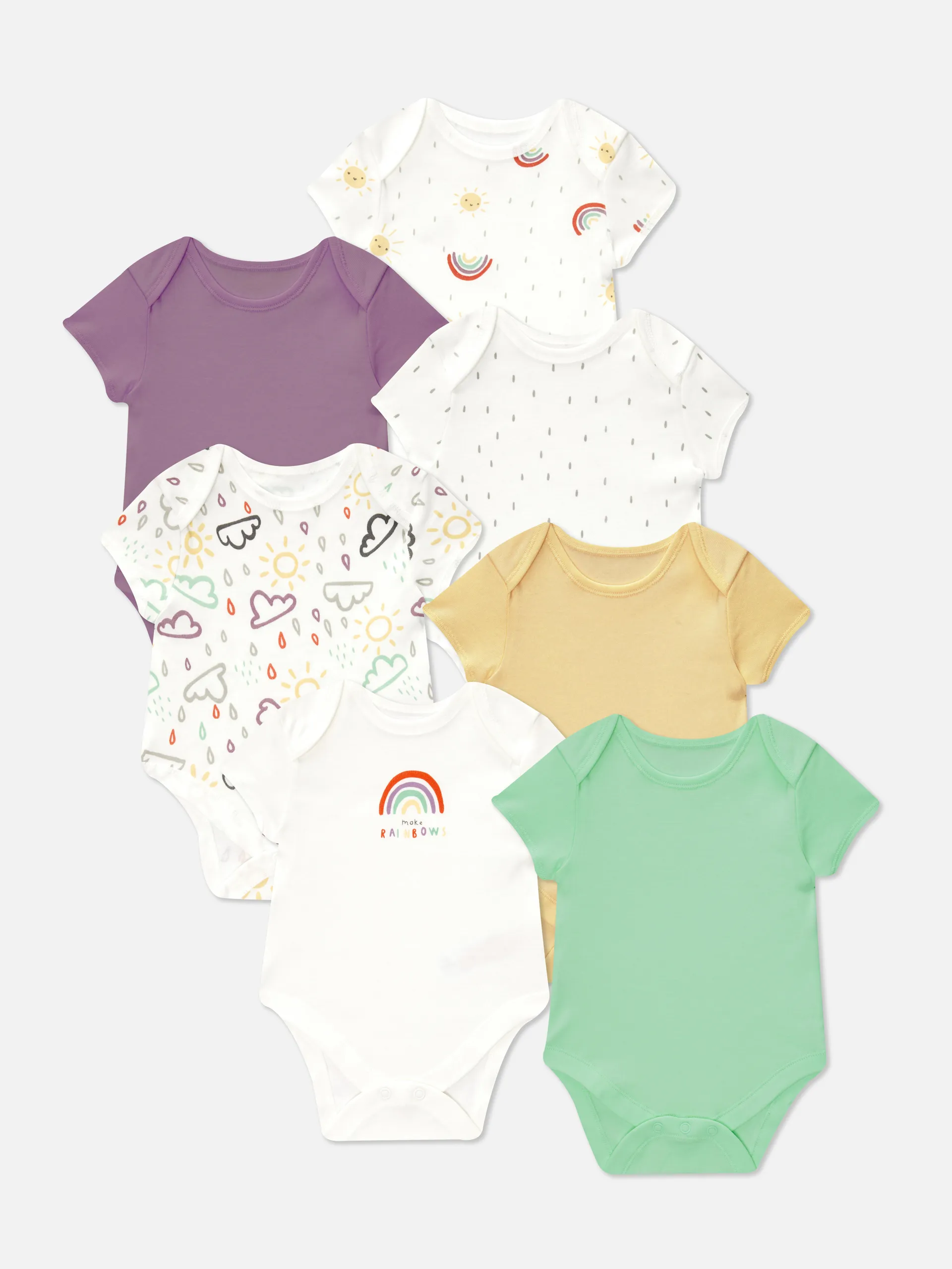 Bodys mit Wetter-Print, 7er-Pack