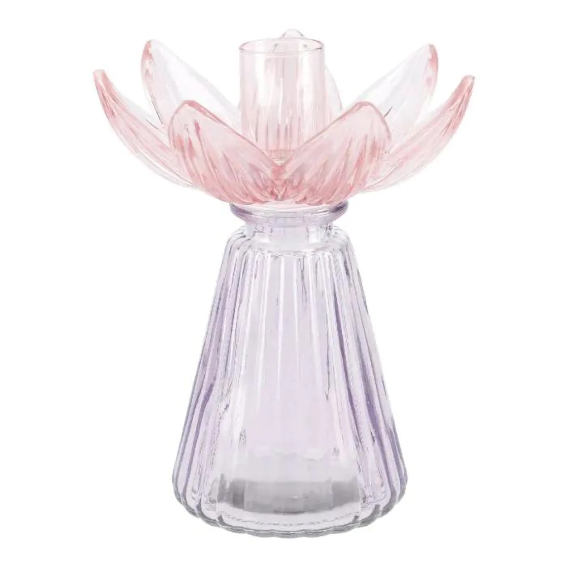 Kerzenständer Blüte, pink/lila, 14 cm