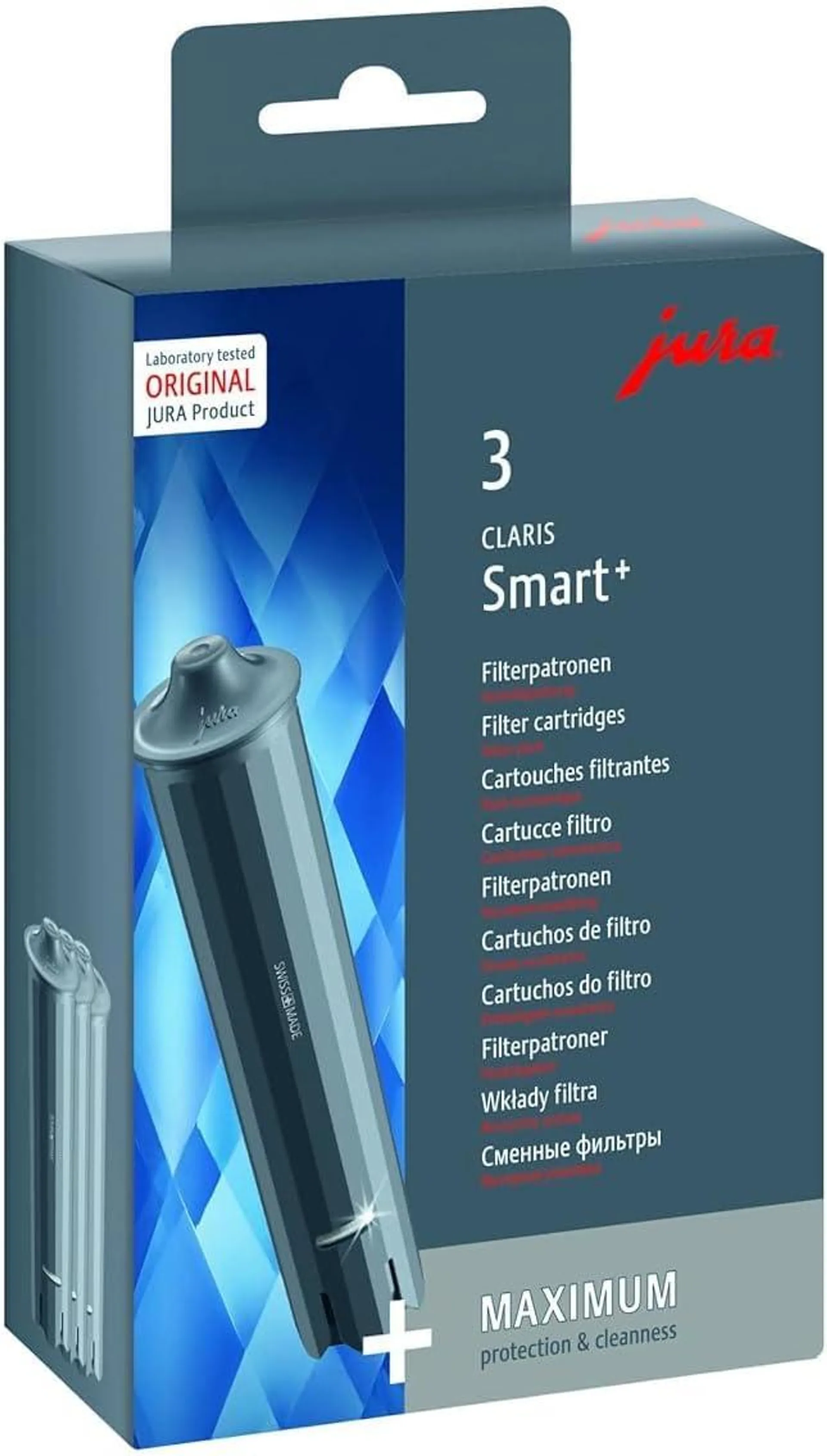 JURA original - CLARIS Smart+ Filterpatrone mit automatischer Filtererkennung - TÜV-zertifizierte Hygiene - 3er-Pack - 24233