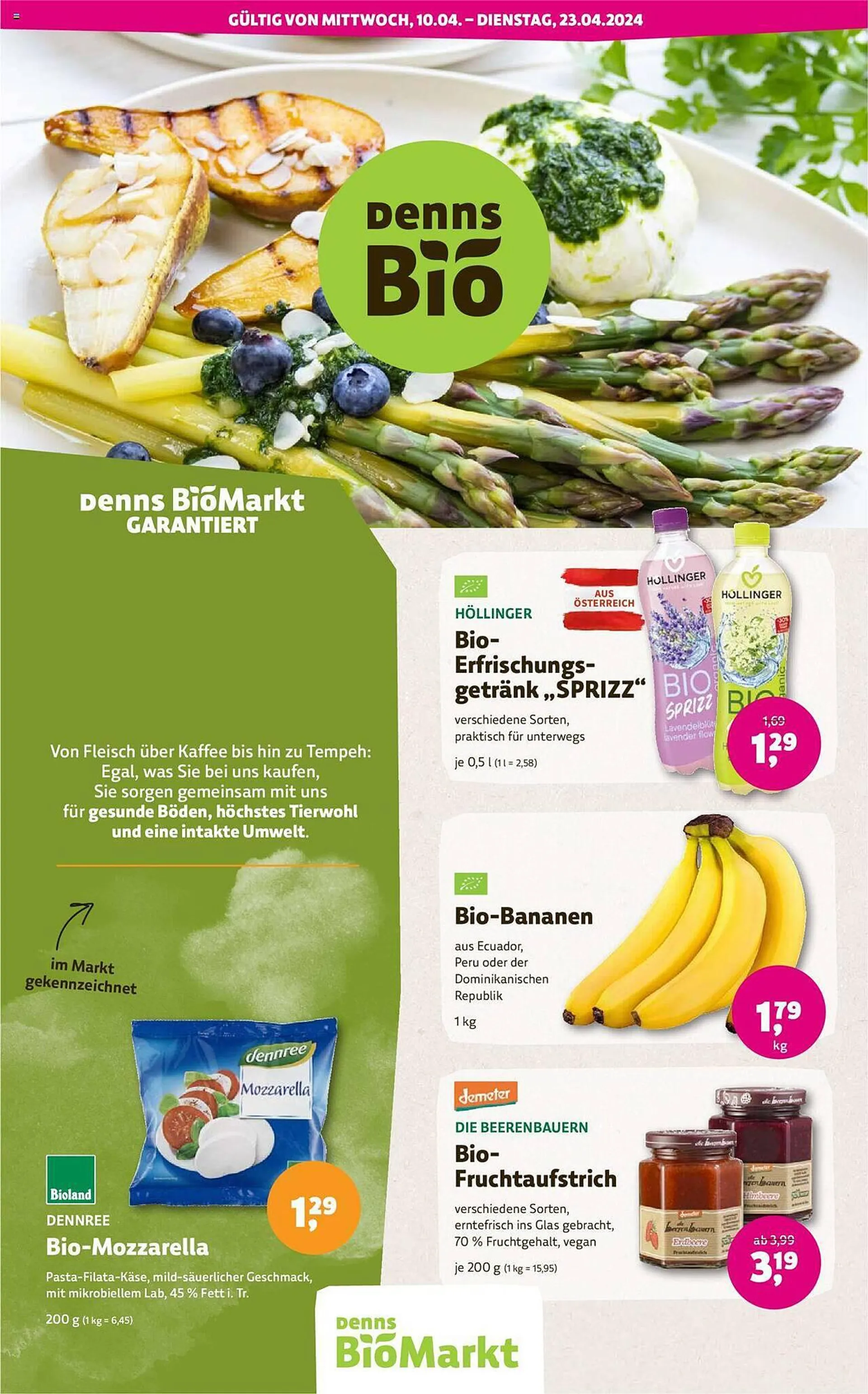 Denn's Biomarkt Flugblatt von 10. April bis 23. April 2024 - Flugblätt seite  1