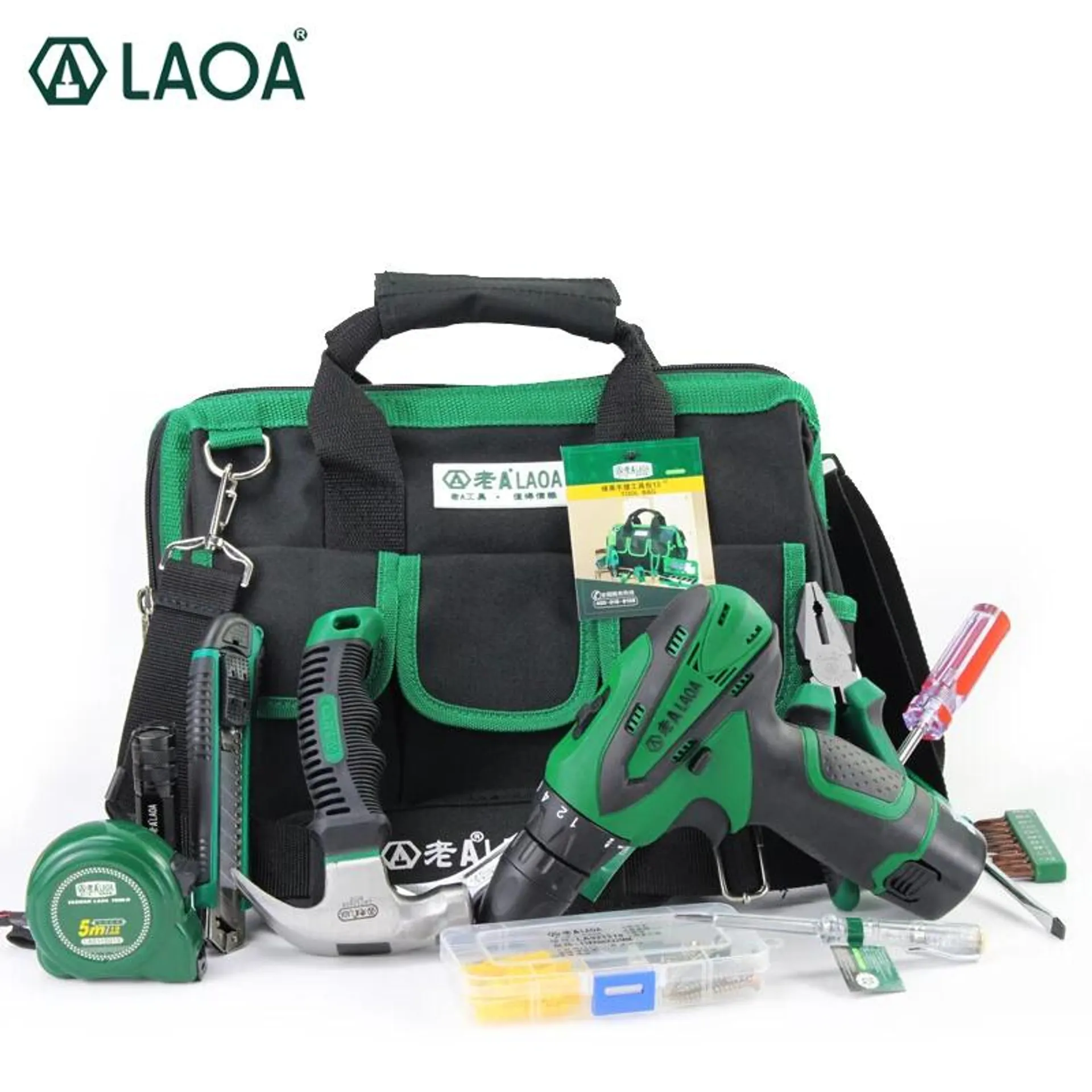 LAOA 35PCS Power Tool Set Set of Tools with Electric Screwdriver Electrical Drill Hammers Pliers Wrench measuring tape