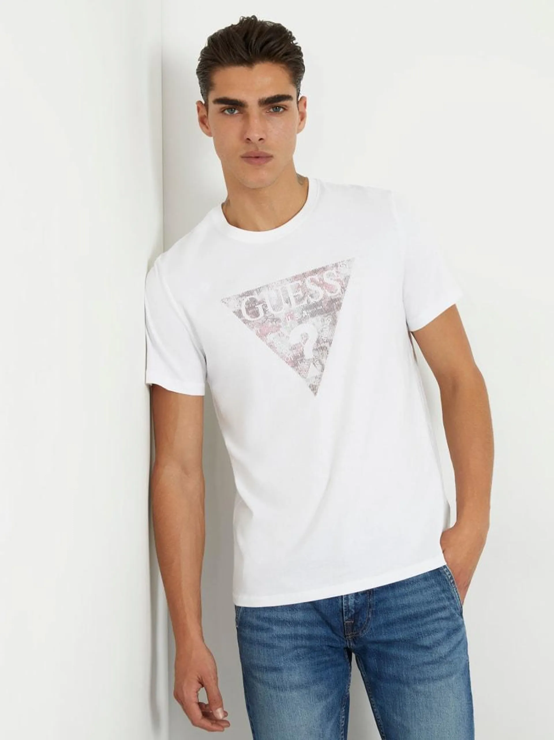 Stretch t-shirt met driehoeklogo