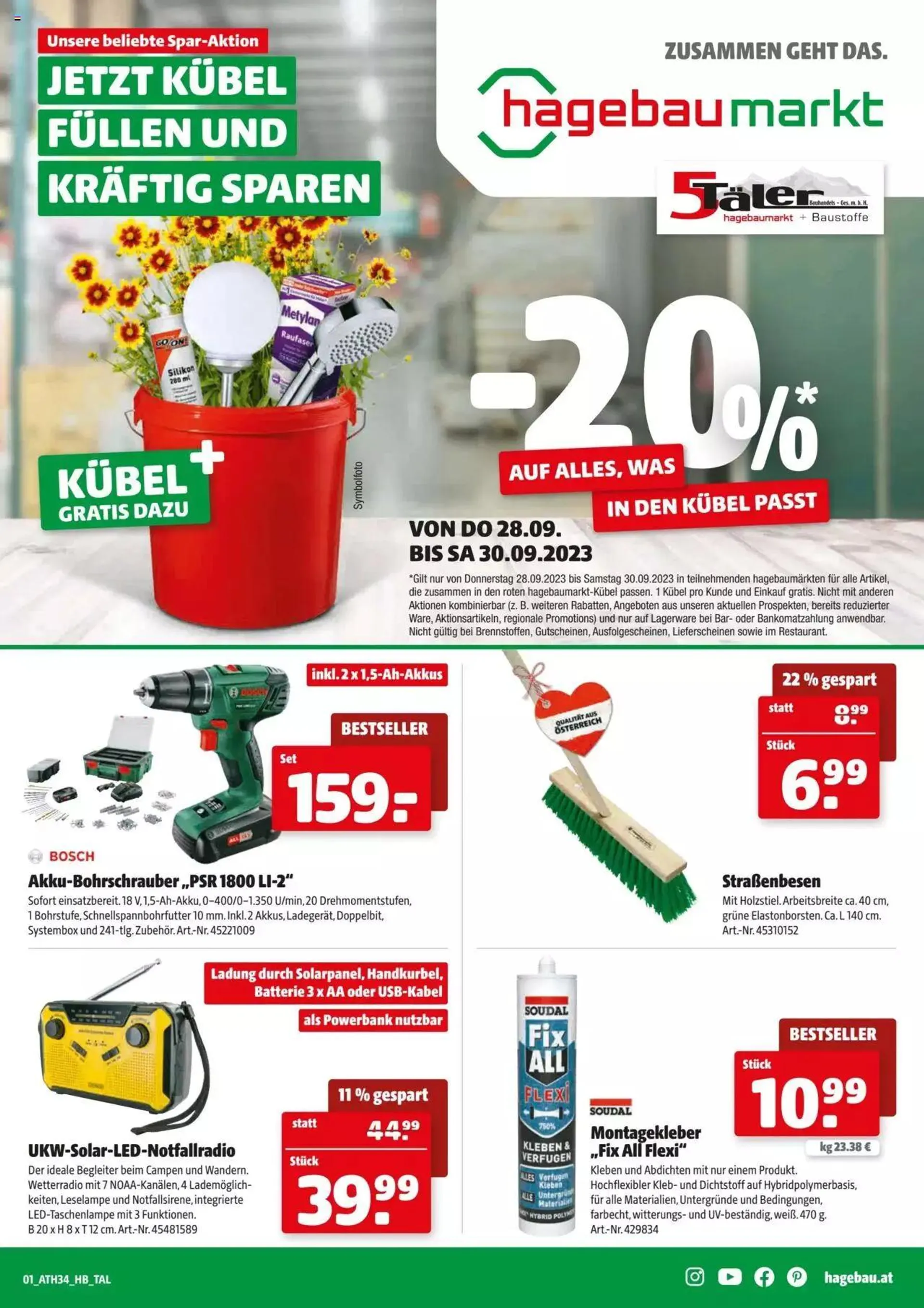 Hagebau Flugblatt von 28. September bis 7. Oktober 2023 - Flugblätt seite  1
