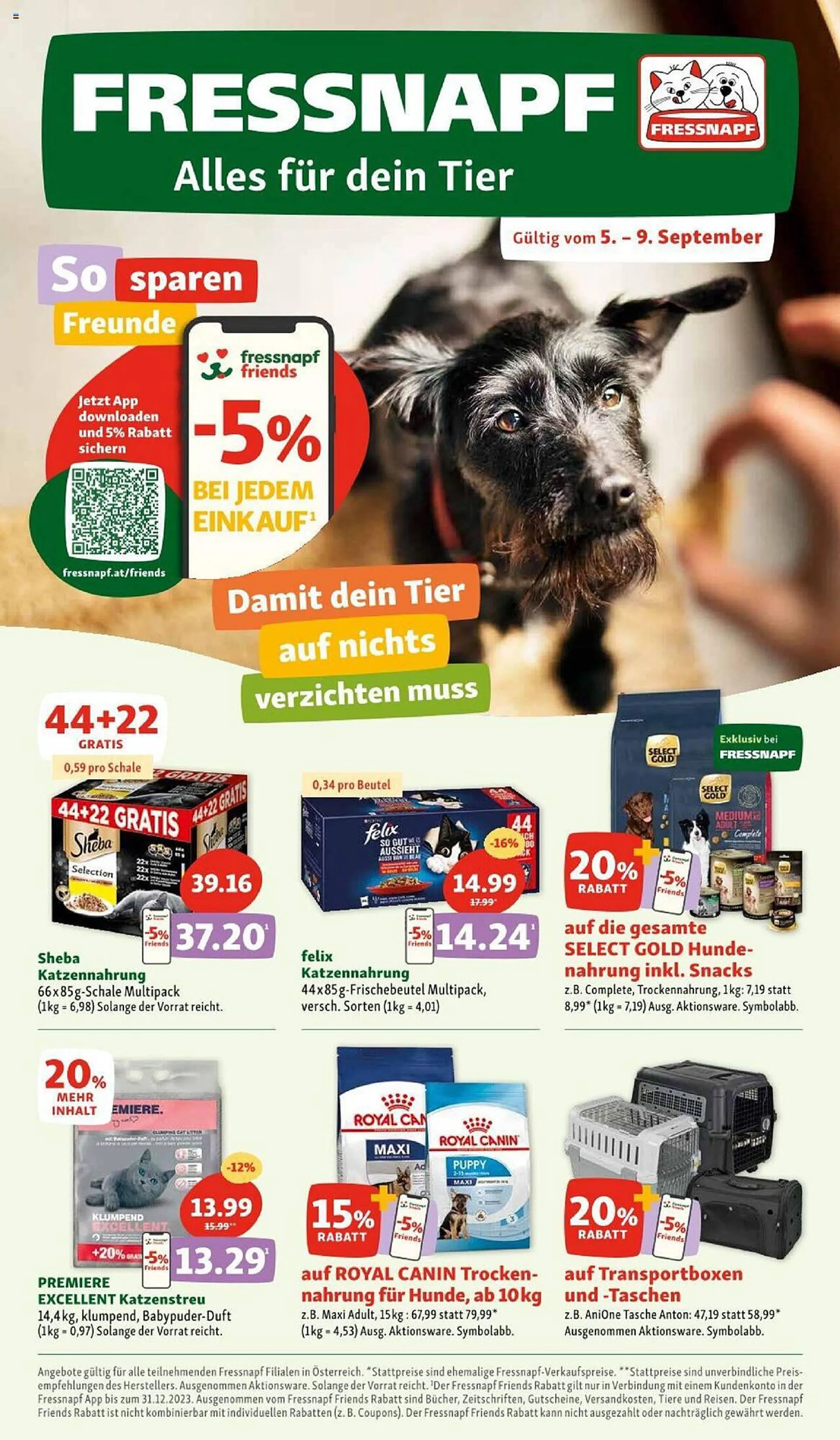 Fressnapf Flugblatt von 5. September bis 9. September 2023 - Flugblätt seite  1