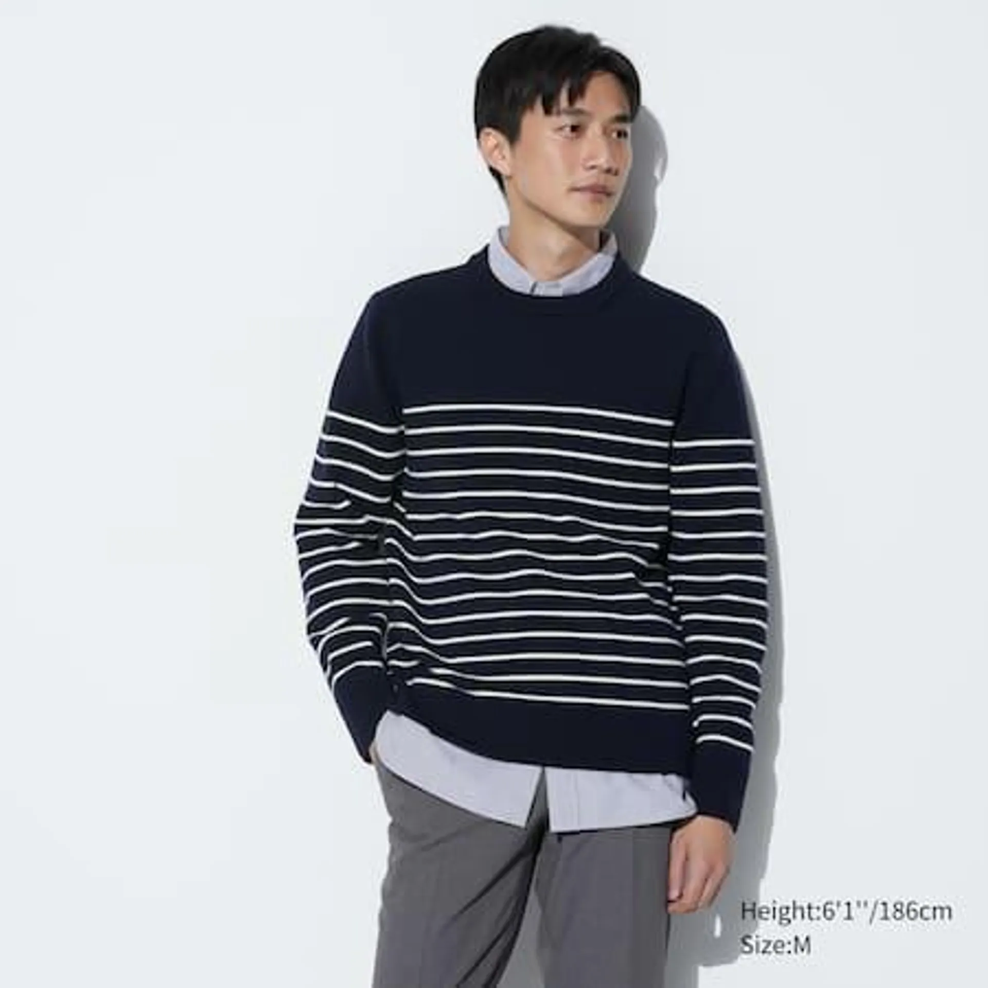 Washable Milano Ribbed Striped Crew Neck Jumper