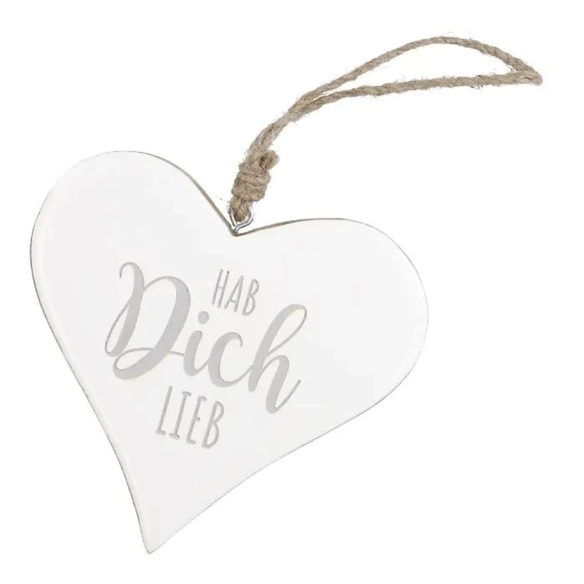 Anhänger Herz, Hab dich lieb/weiß, 14.5 cm