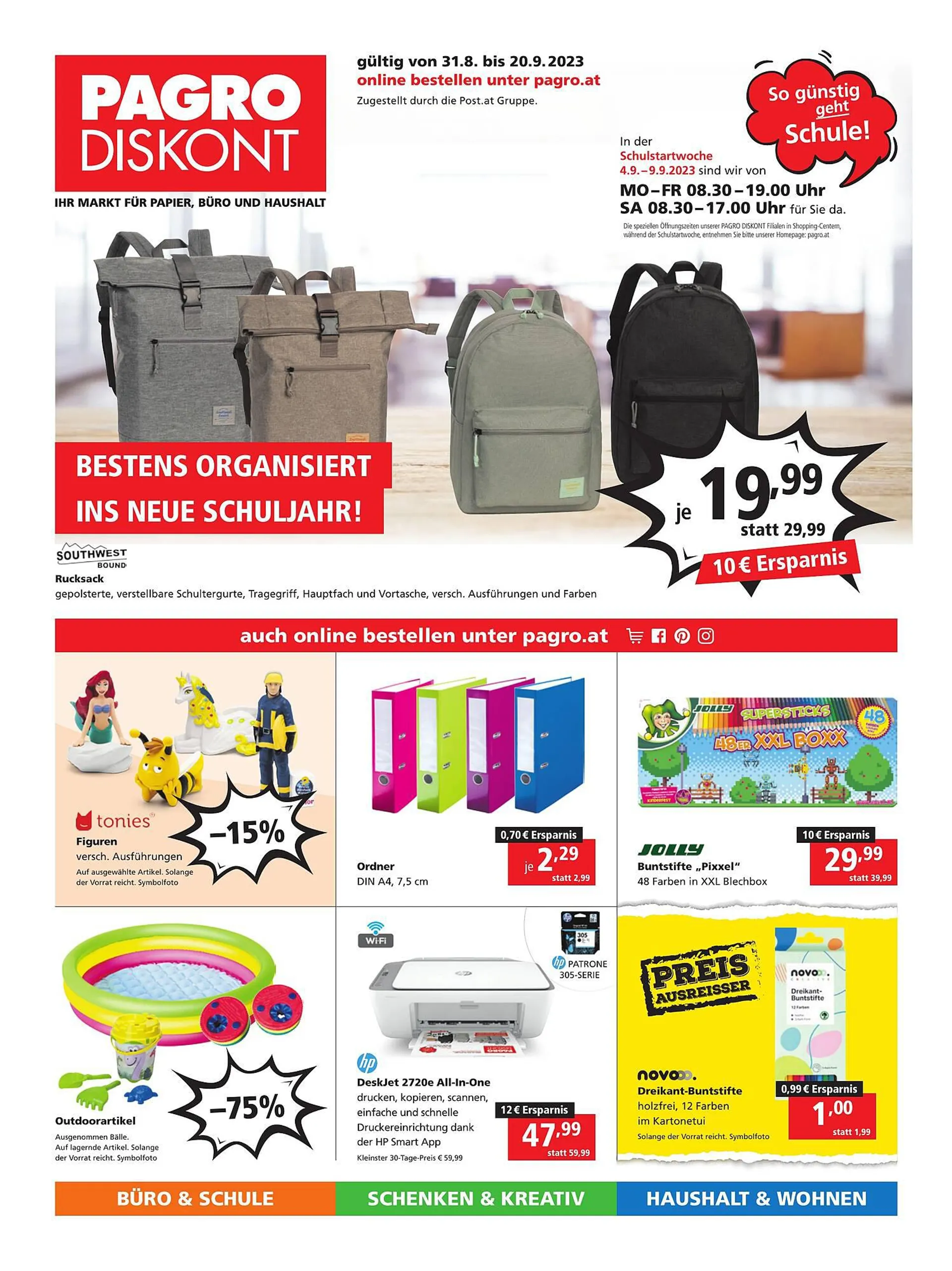 Pagro Diskont Flugblatt von 31. August bis 20. September 2023 - Flugblätt seite  1