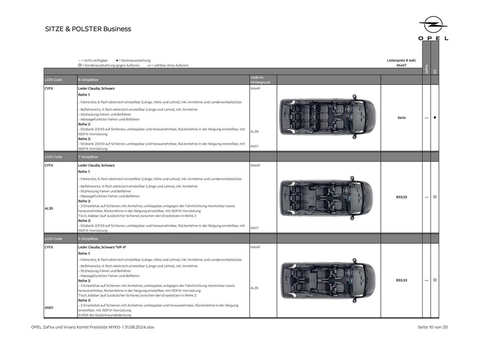 Opel Kombi & Zafira Flugblatt von 31. August bis 31. Dezember 2024 - Flugblätt seite  10