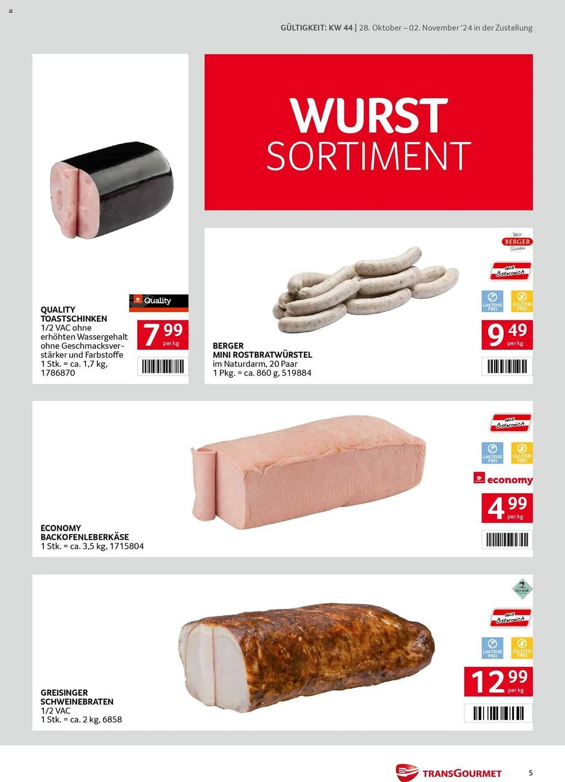 Transgourmet Flugblatt von 28. Oktober bis 2. November 2024 - Flugblätt seite  5