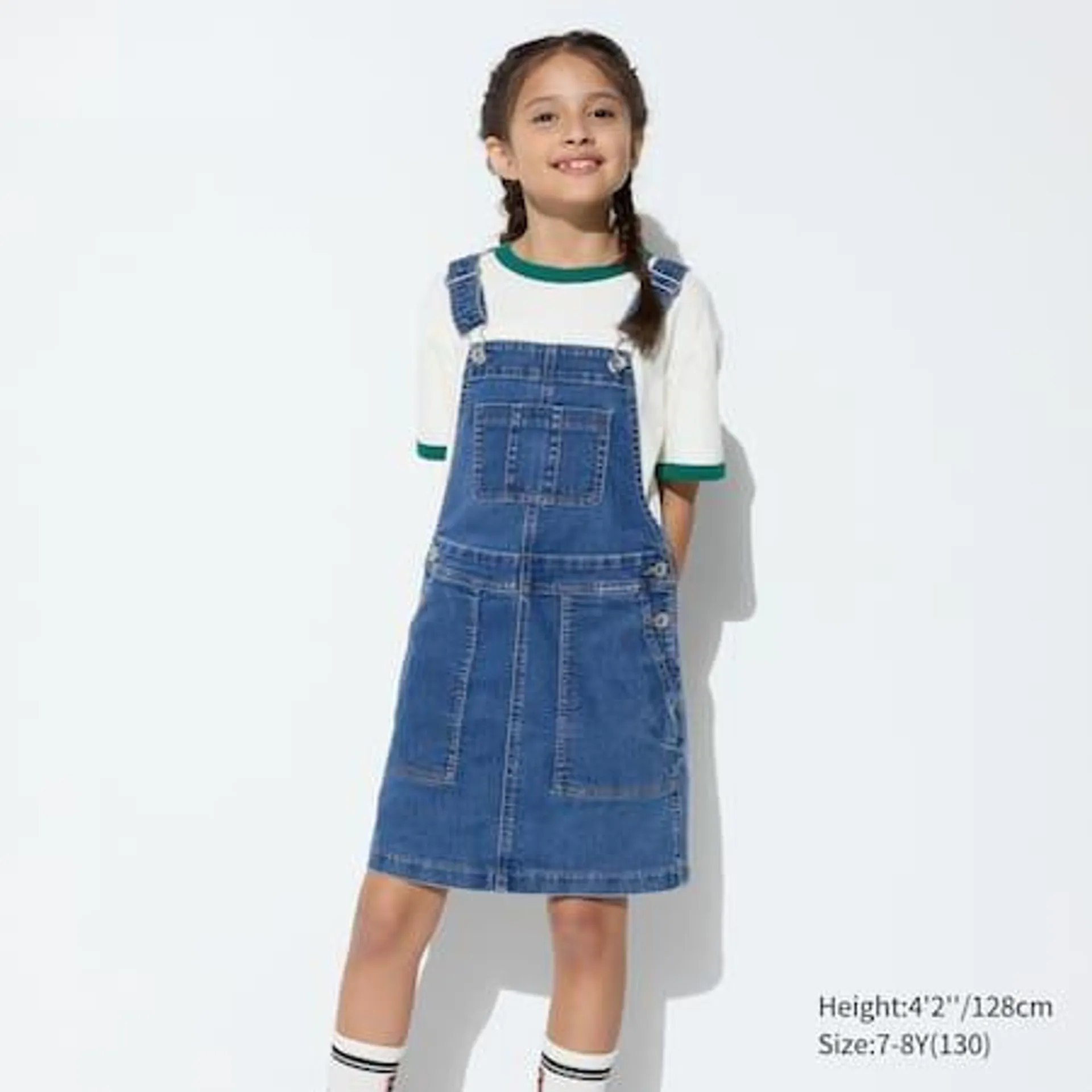 Girls Denim Pinafore Dress