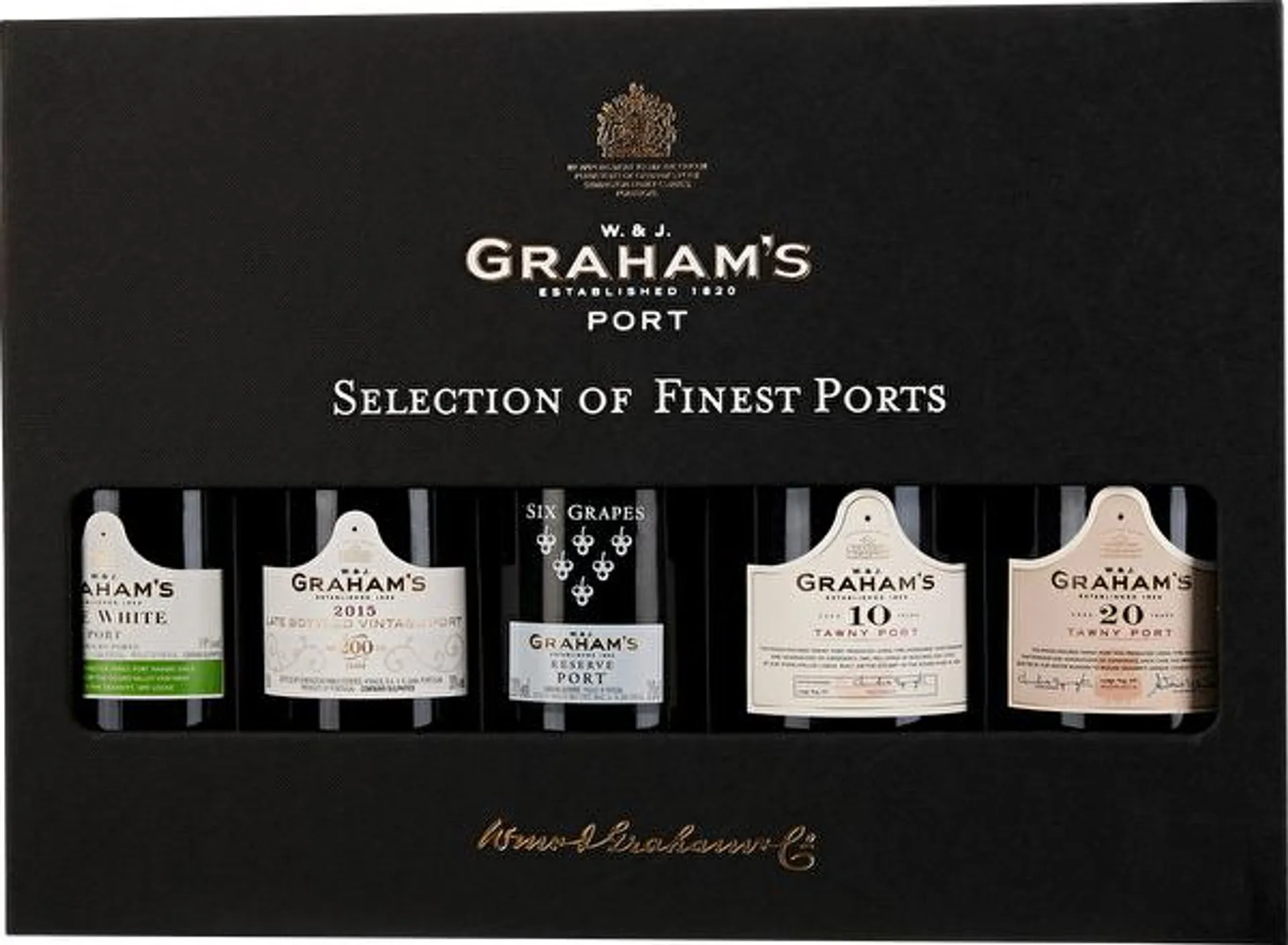 5er-Set Selection of Finest Ports je 0.2 l 1 Liter in Holzkiste