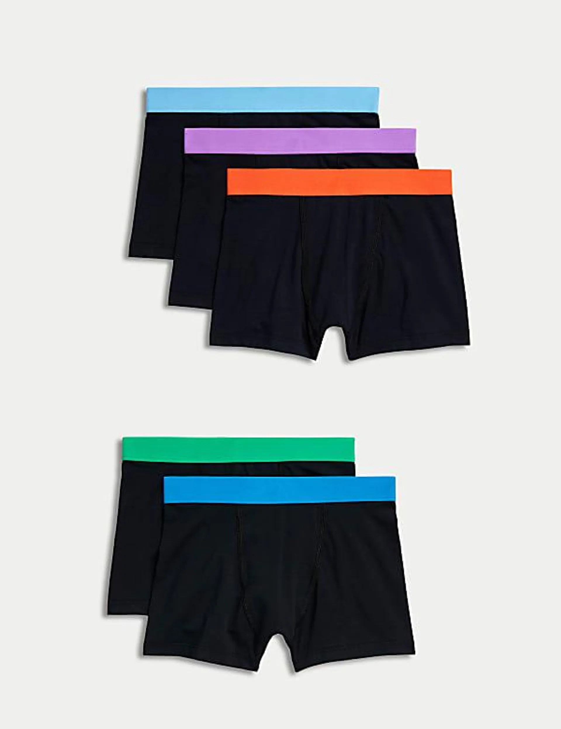 5er-Pack Shorts mit hohem Baumwollanteil und buntem Bund (5–16 J.)