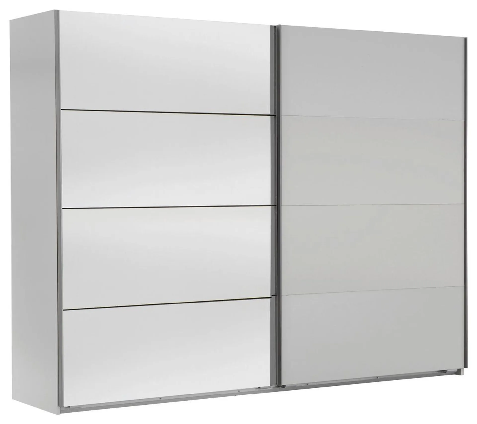 MID.YOU Schwebetürenschrank Mit Spiegel 225cm Ernie, Weiß Dekor