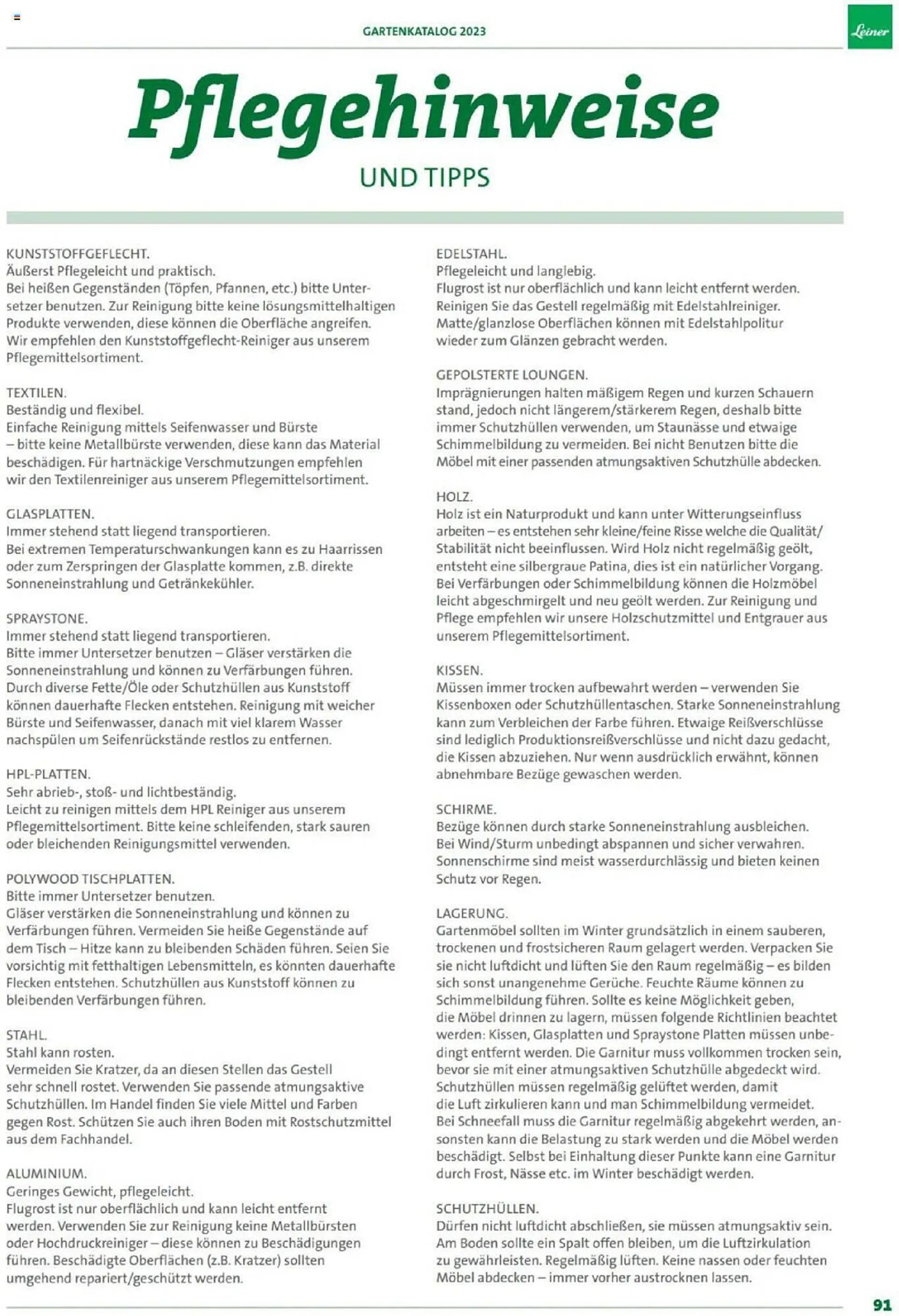 Leiner Flugblatt von 3. Februar bis 31. August 2023 - Flugblätt seite  91