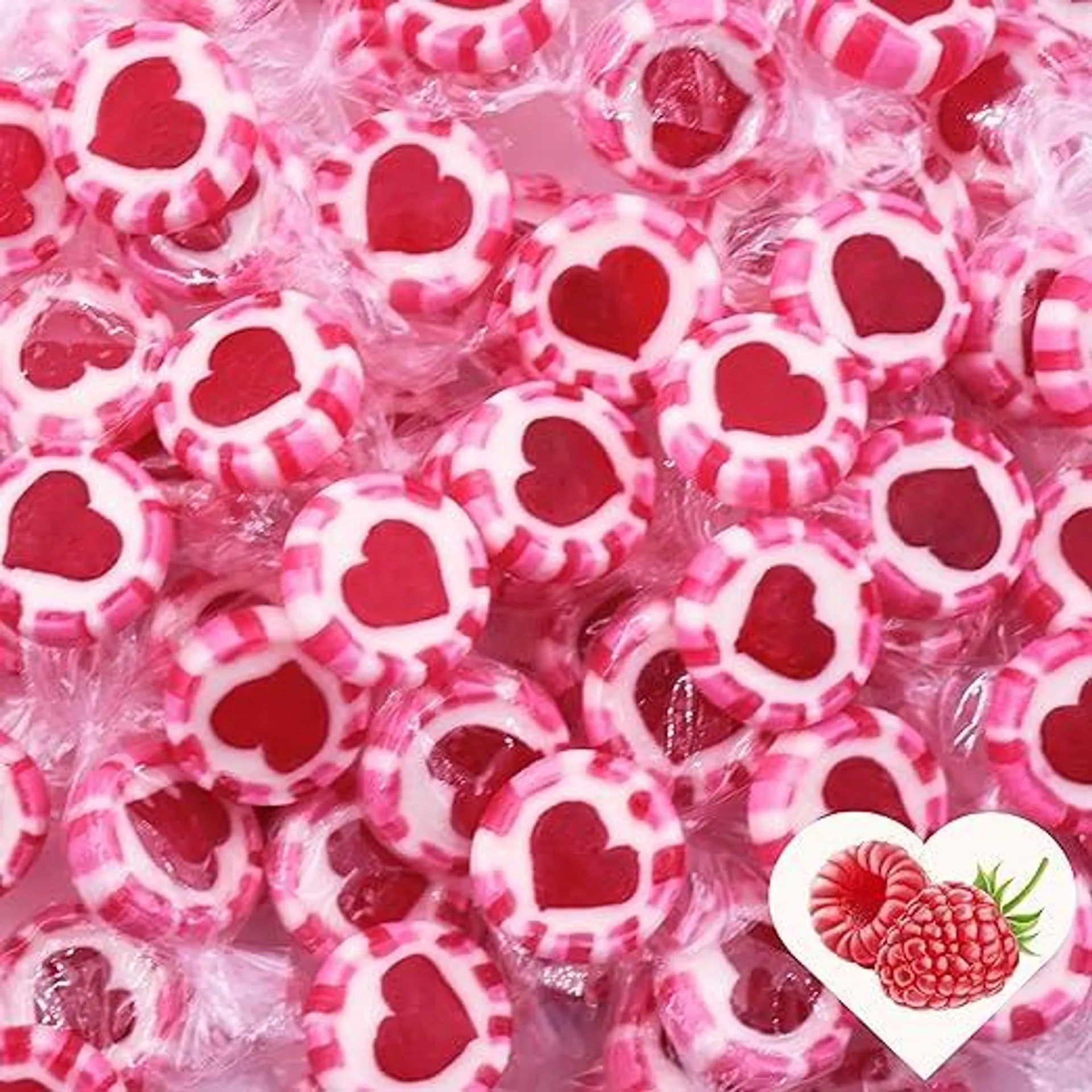 EinsSein 0,5kg Herzbonbons pink-rosa-weiss | 500g handgemachte Rocks Bonbons | Gastgeschenke Hochzeit Taufe Valentinstag Muttertag Kommunion auch als essbare Tischdeko | Großpackung Süßigkeiten