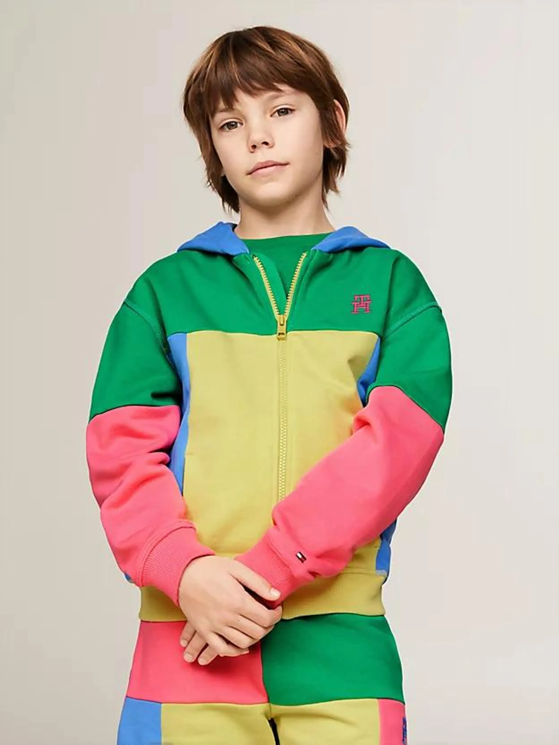 TH Monogram Hoodie mit Color Block