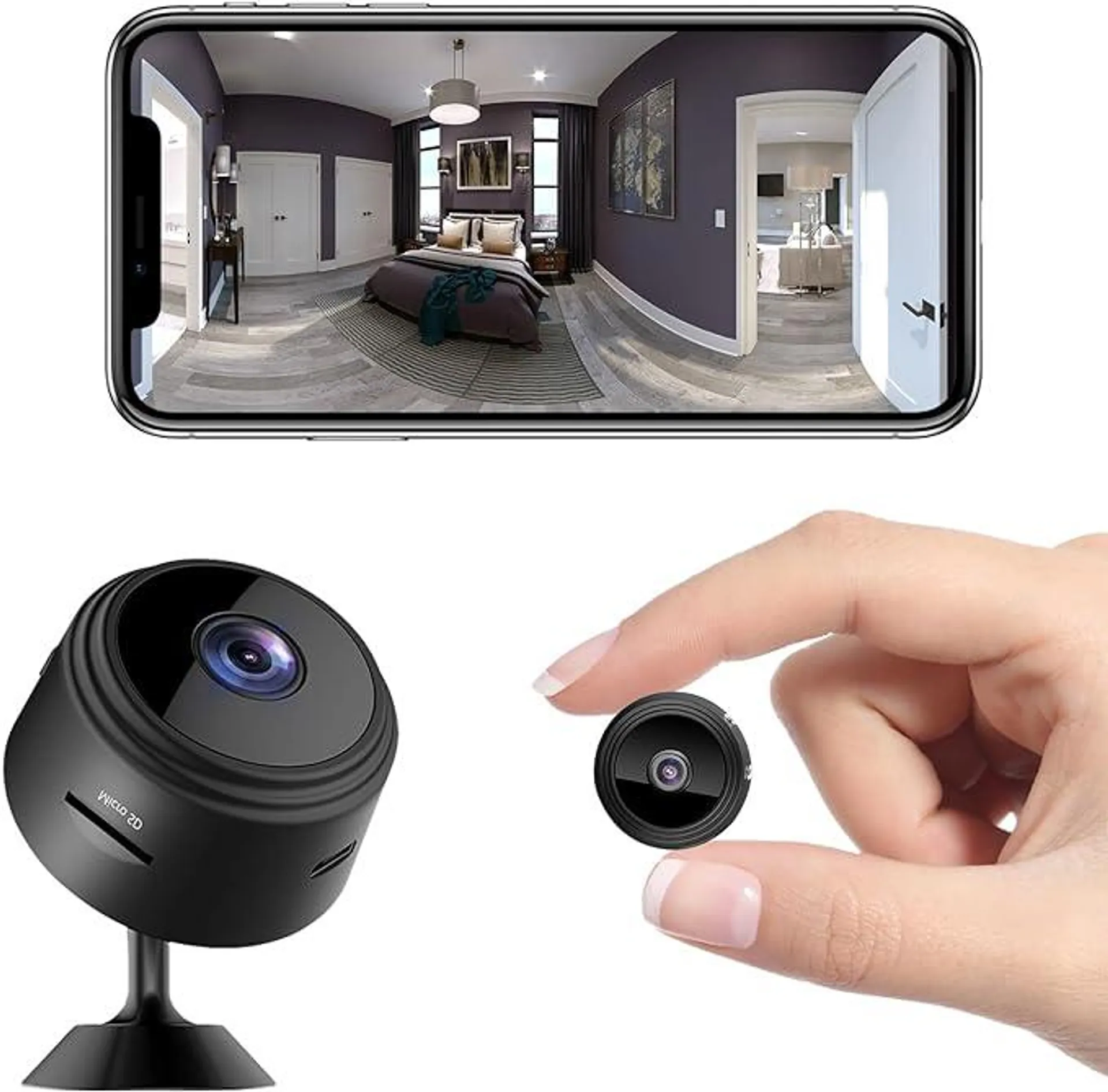 Mini Kamera 1080P Full HD WLAN Kamera Überwachung Innen Mini Überwachungskamera Live Übertragung Handy App Kompakt Akku-betrieben WiFi-Konnektivität mit Bewegungsmelder für Startseite Büro Sicherheit