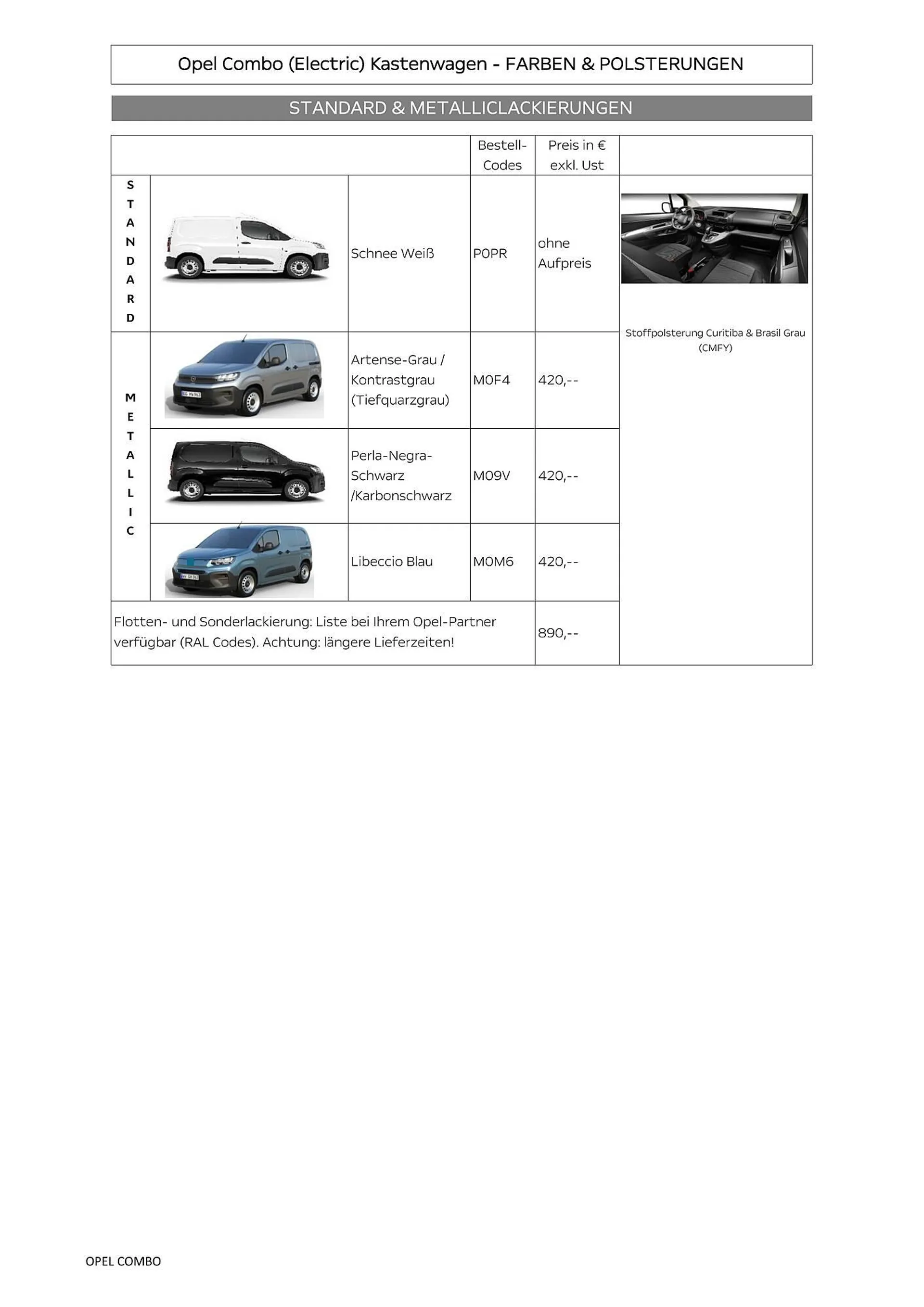 Opel Combo Cargo Flugblatt - 14