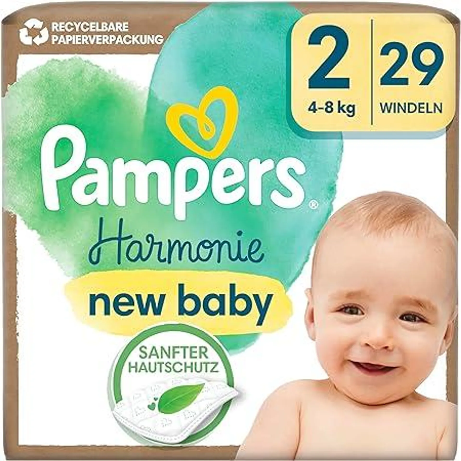 Pampers Harmonie Baby Windeln Größe 2, 29 Windeln, 4kg-8kg