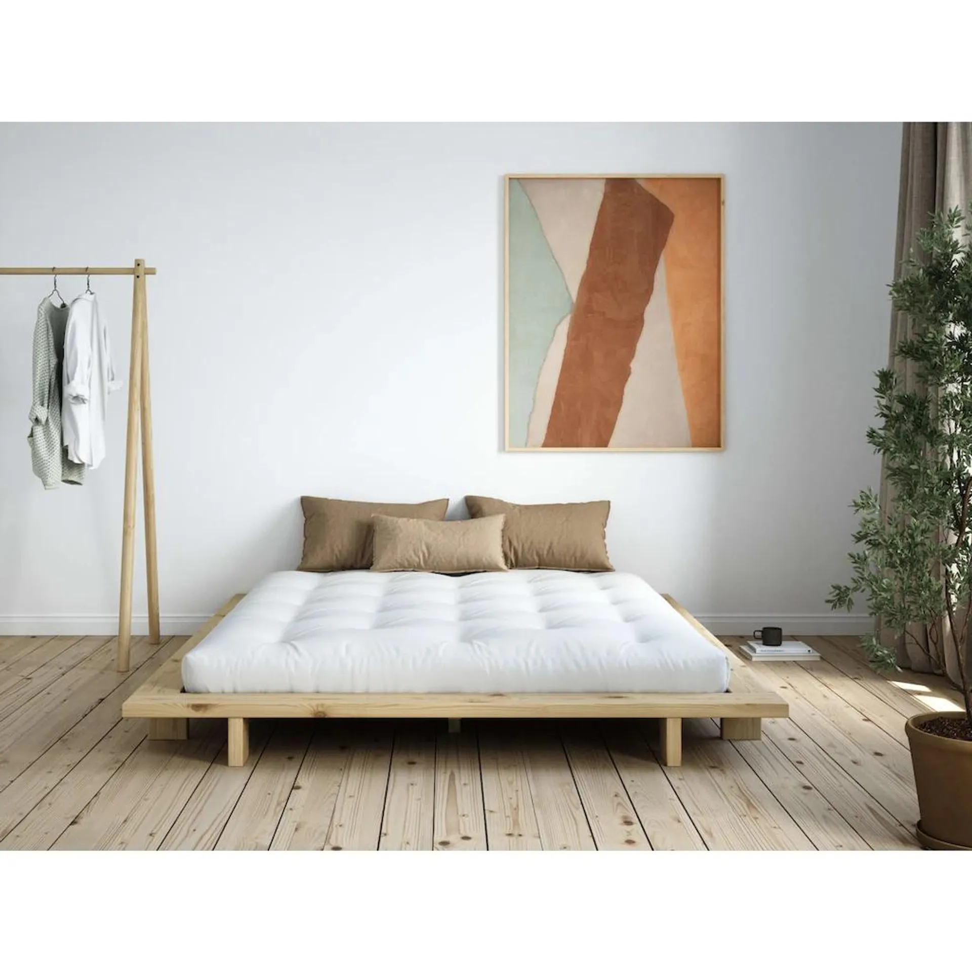 Karup Design Bettgestell »JAPAN BED Bodenbett, Holzrahmen, Futonbett, Holzbett«, Massivholzbett aus Kiefer massiv, ohne Kopfteil