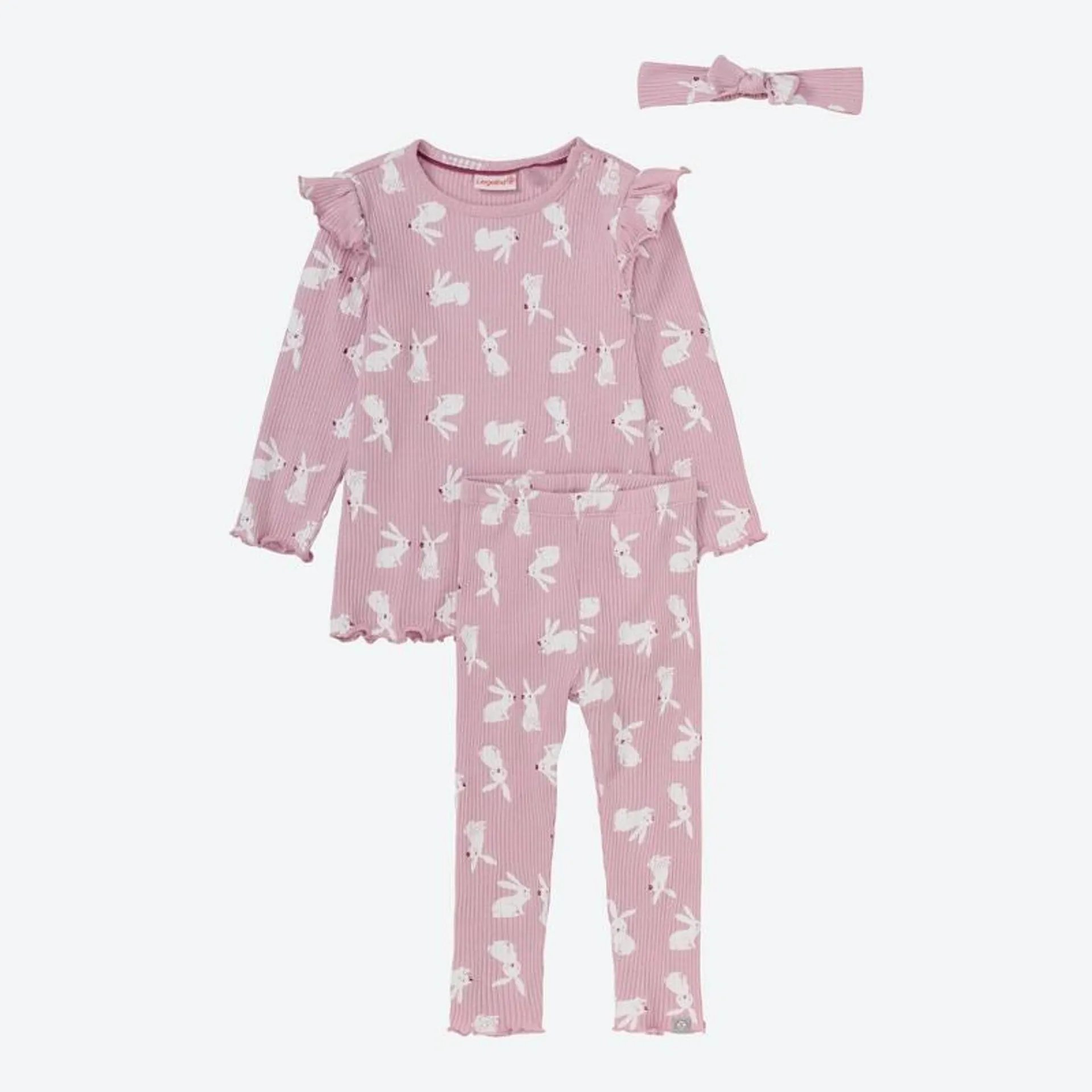 Baby-Mädchen-Set mit Hasen-Muster, 3-teilig