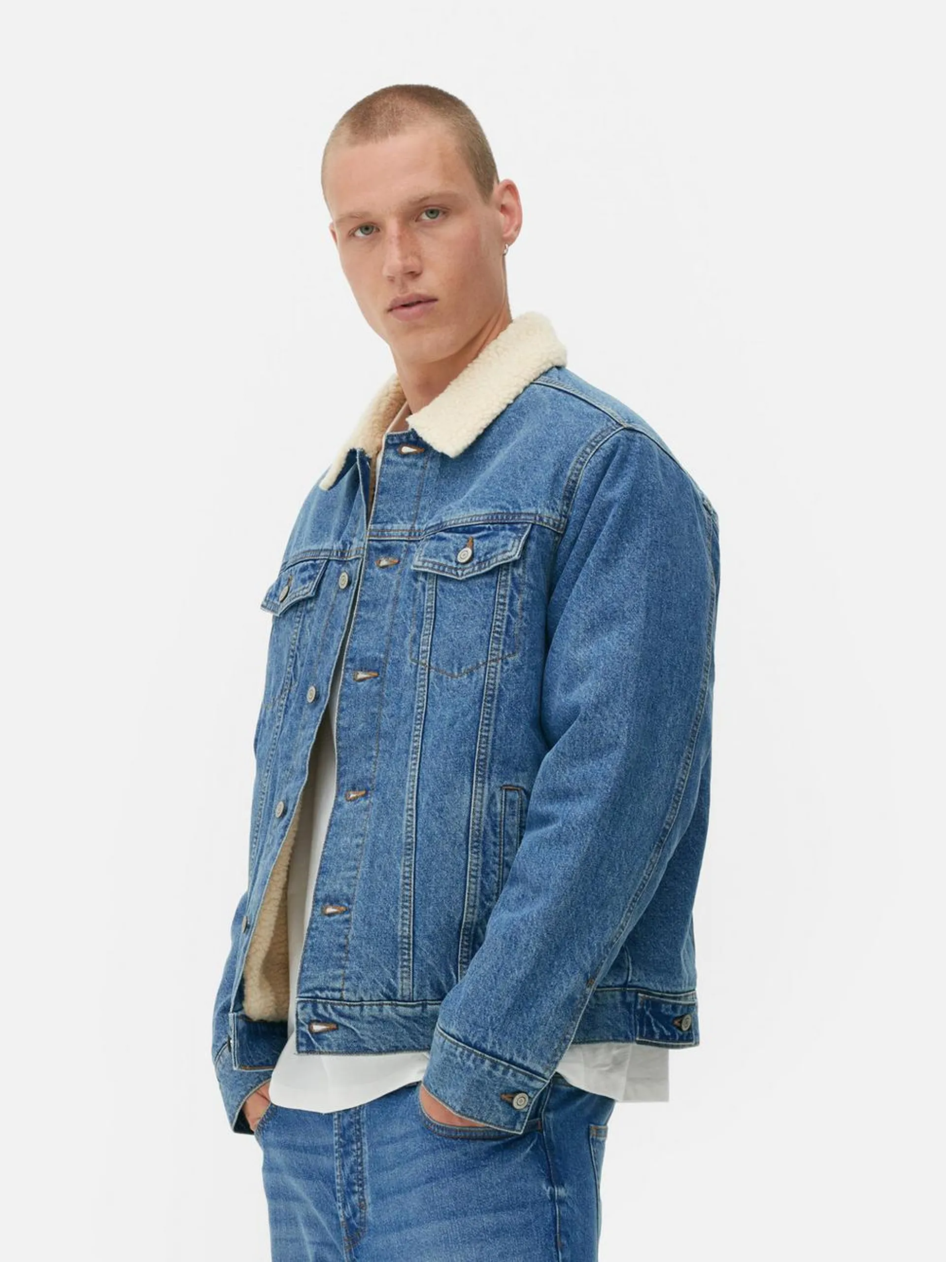 Jeansjacke mit Borgkragen