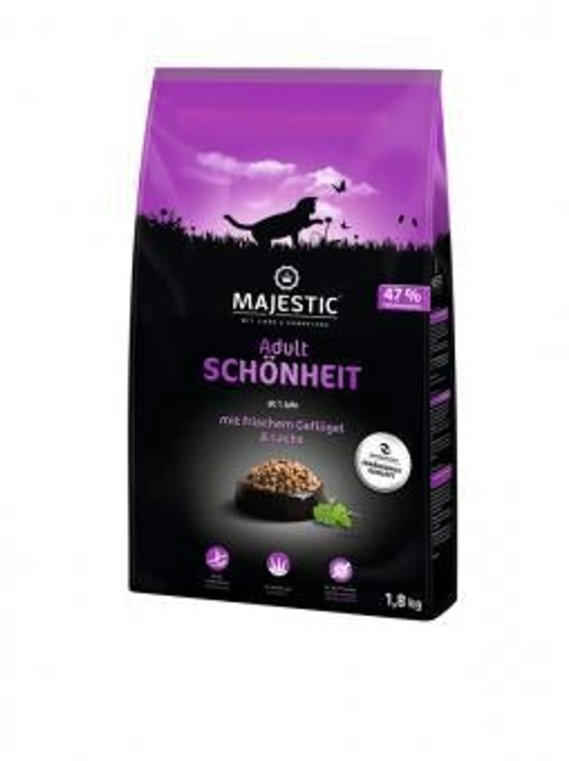 MAJESTIC Katze Adult Beauty 1,8kg Beutel mit Geflügel und Lachs