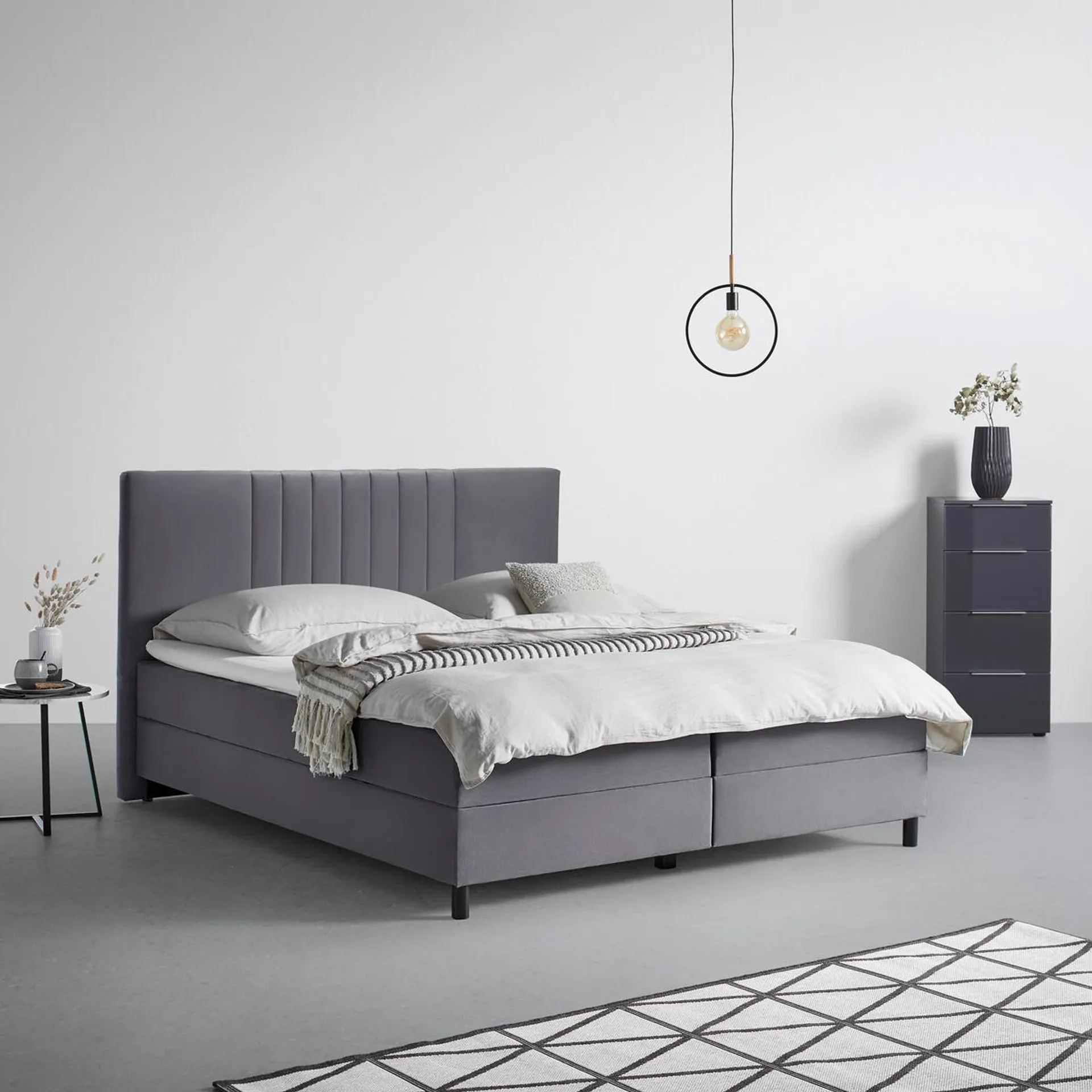 Boxspringbett Roma ca. 180x200 cm Grau mit Topper