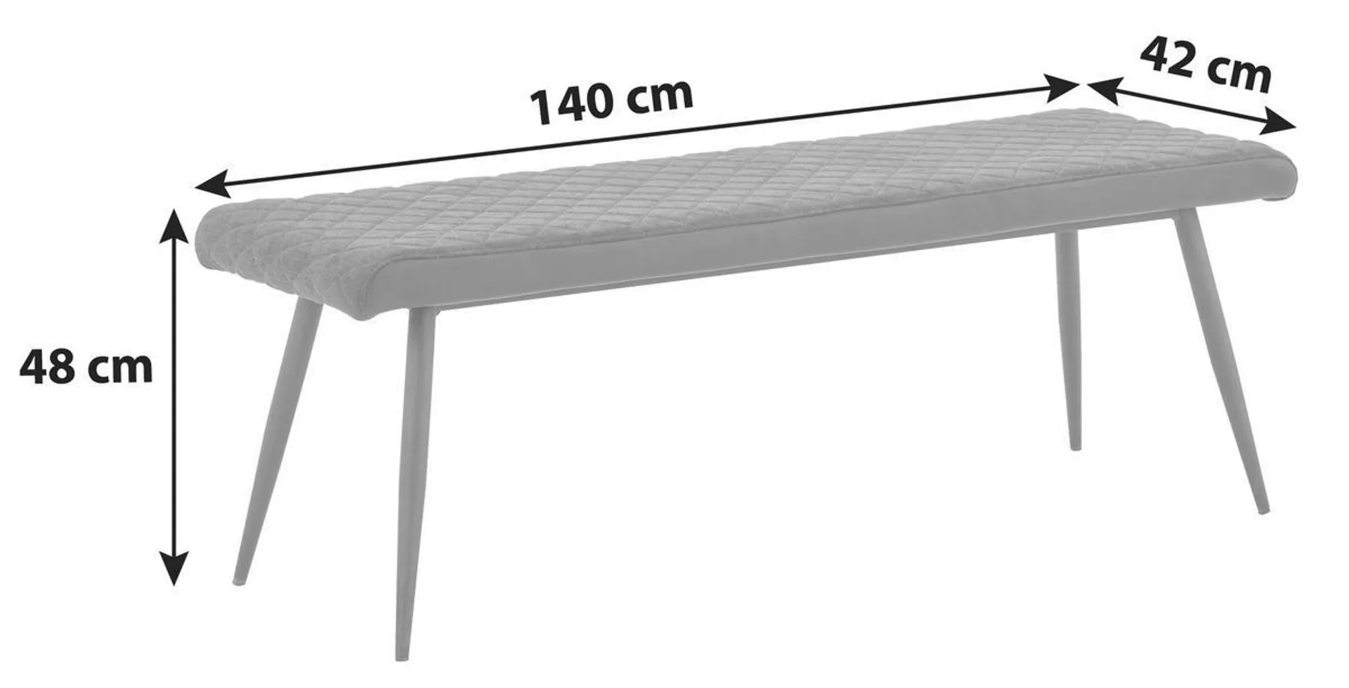 Gepolstert, Anthrazit/Schwarz Porto 140 cm