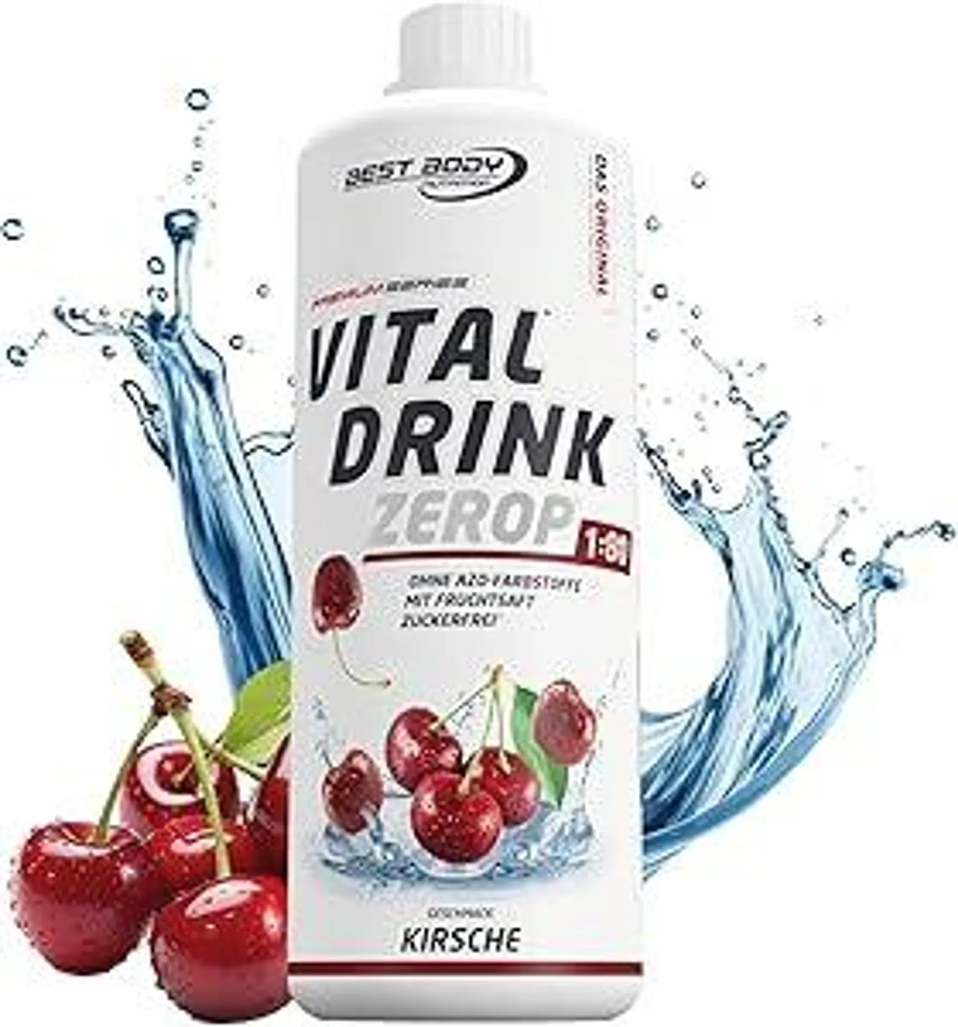 Best Body Nutrition Vital Drink ZEROP® - Kirsche, Original Getränkekonzentrat - Sirup - zuckerfrei, 1:80 ergibt 80 Liter Fertiggetränk, 1000 ml