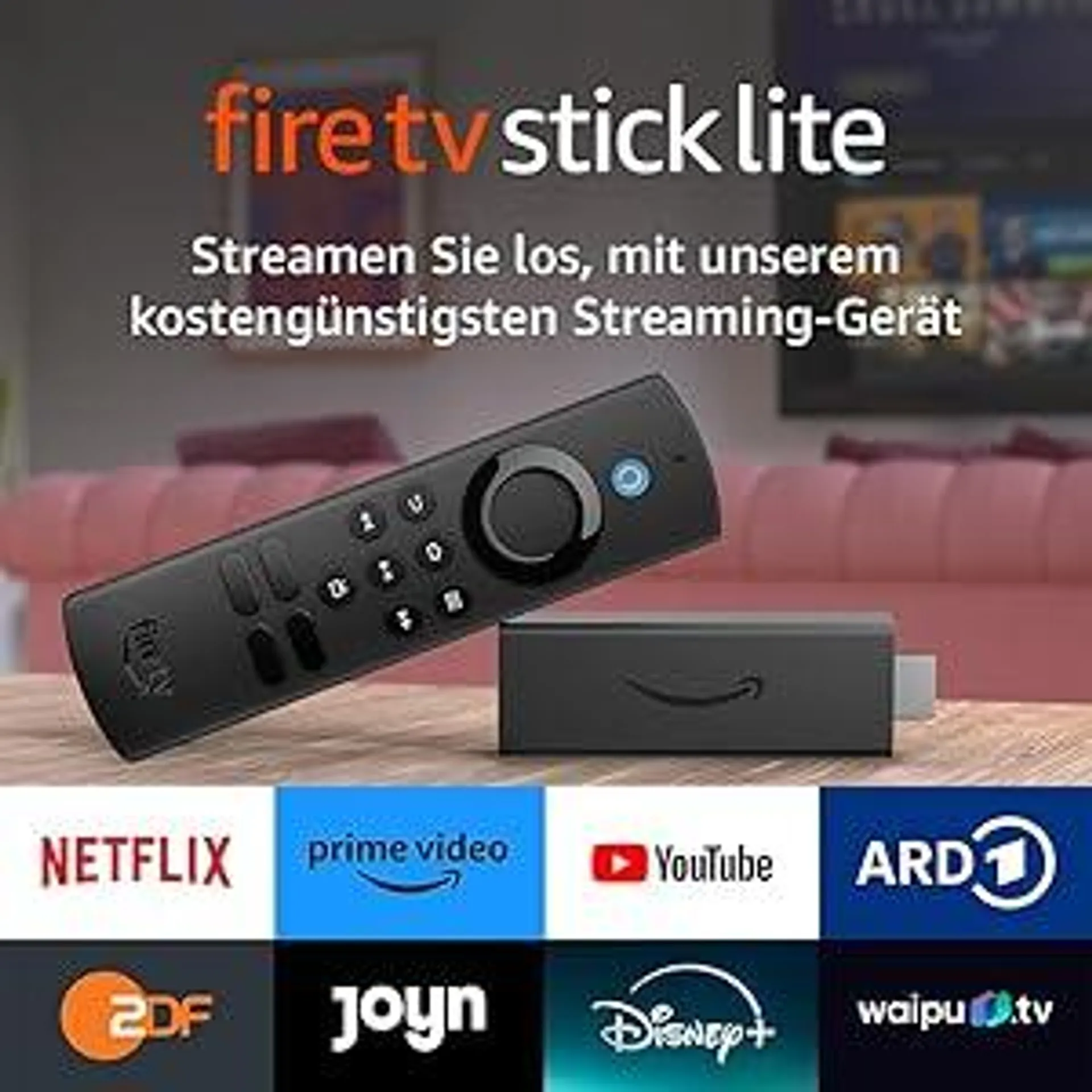 Amazon Fire TV Stick Lite mit Alexa-Sprachfernbedienung Lite (ohne TV-Steuerungstasten) | HD-Streaminggerät