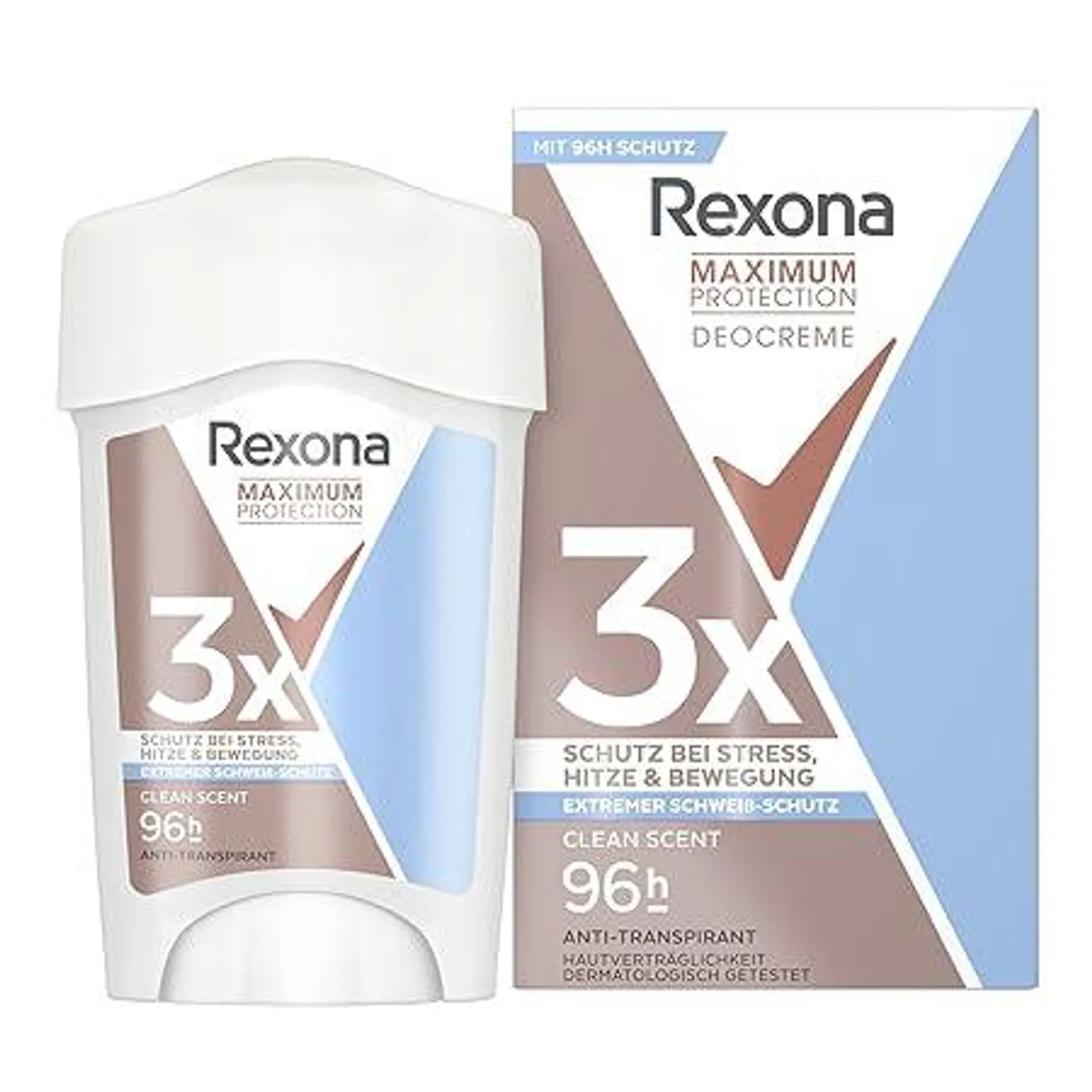 Rexona Maximum Protection Deo Creme Clean Scent - Anti-Transpirant mit 96 Stunden Schutz gegen starkes Schwitzen und Körpergeruch - 45 ml (1er-Pack)