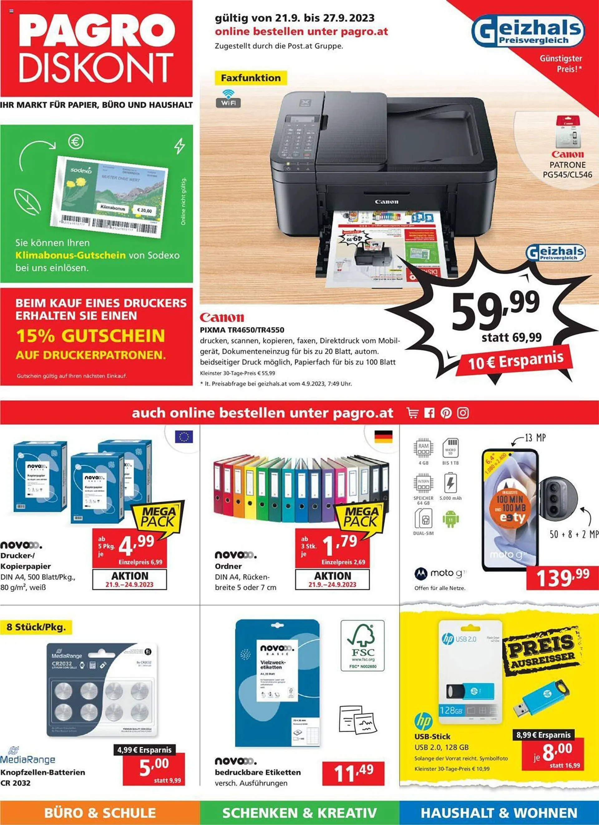 Pagro Diskont Flugblatt von 21. September bis 27. September 2023 - Flugblätt seite  1