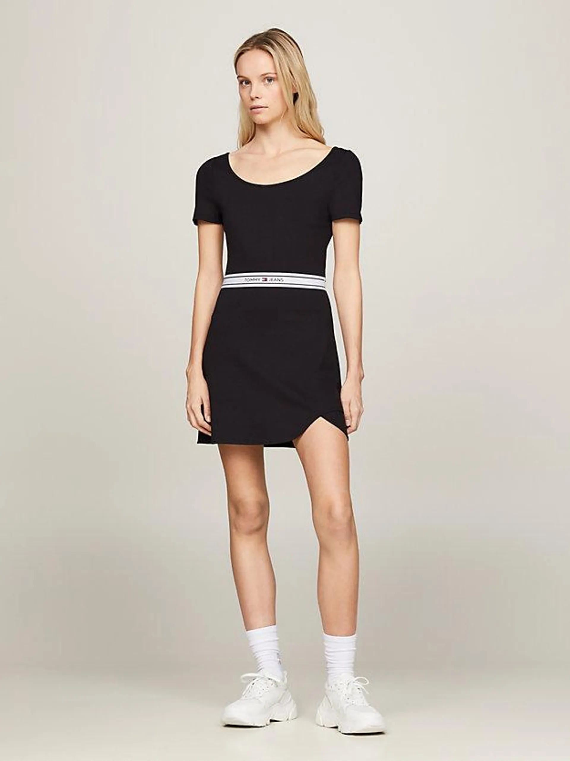 Fit-and-Flare-Kleid mit Logo-Tape