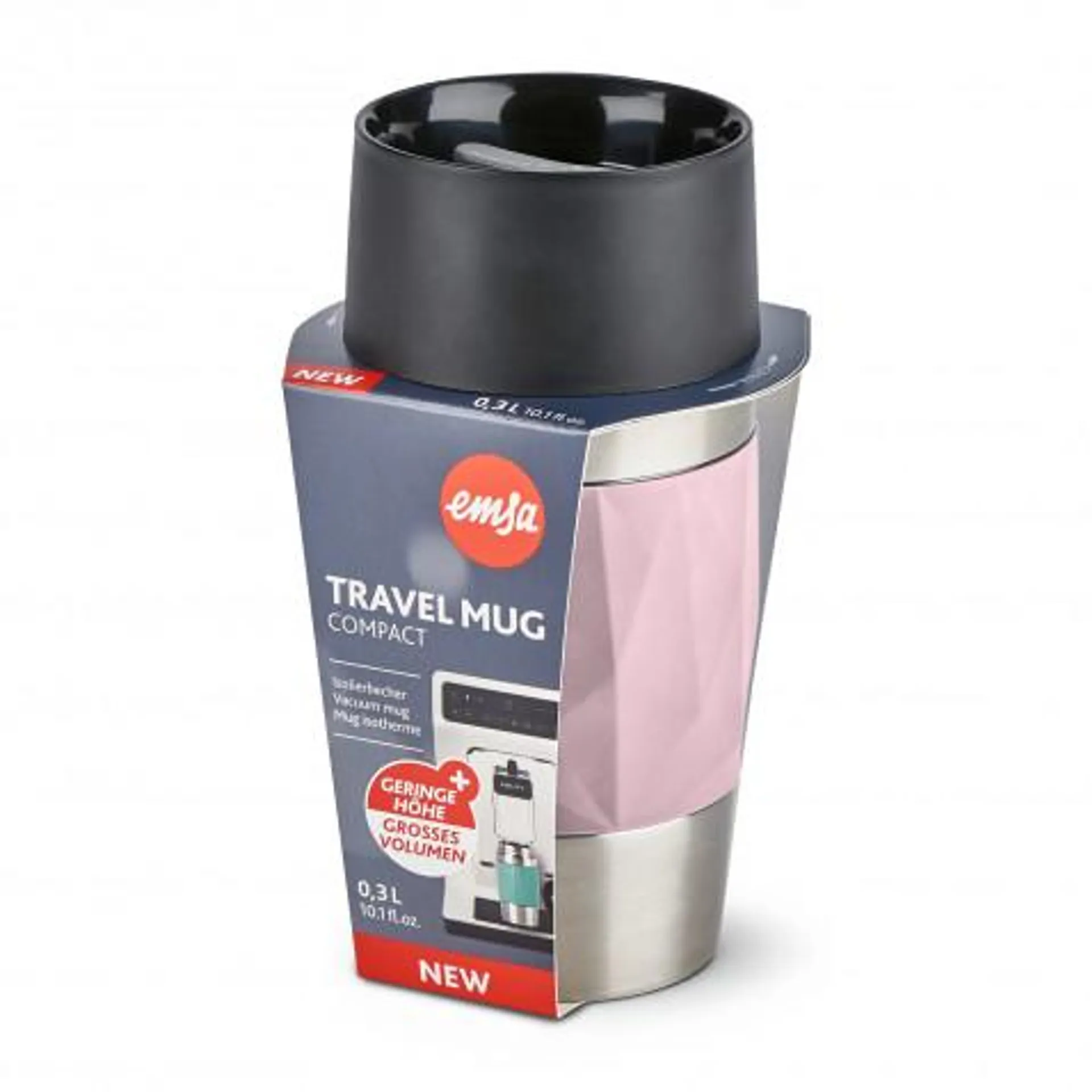 Emsa Travel Mug Compact 0,3 Liter pink Thermobecher mit Drehverschluss N2160700