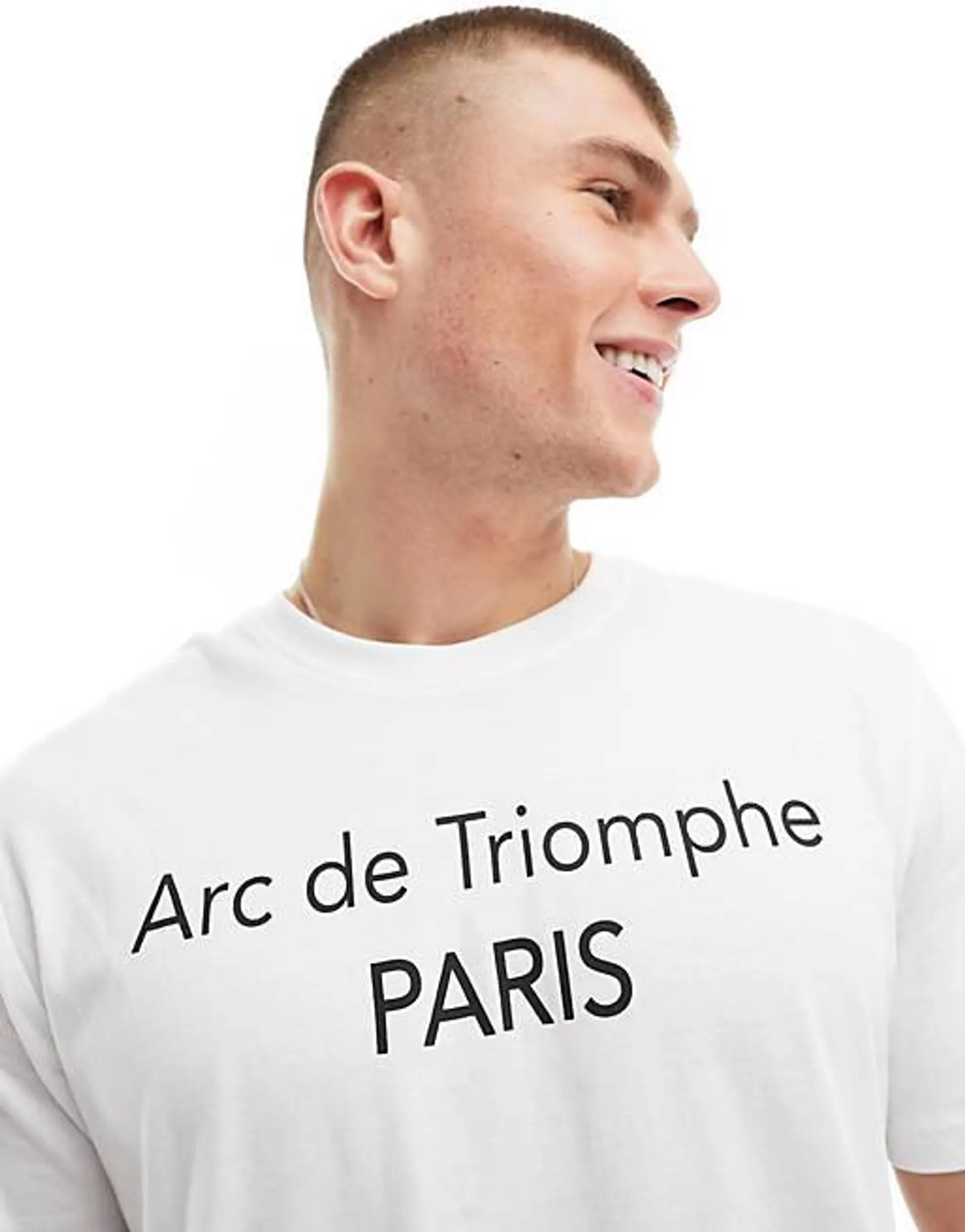 Only & Sons Paris print t-shirt in white