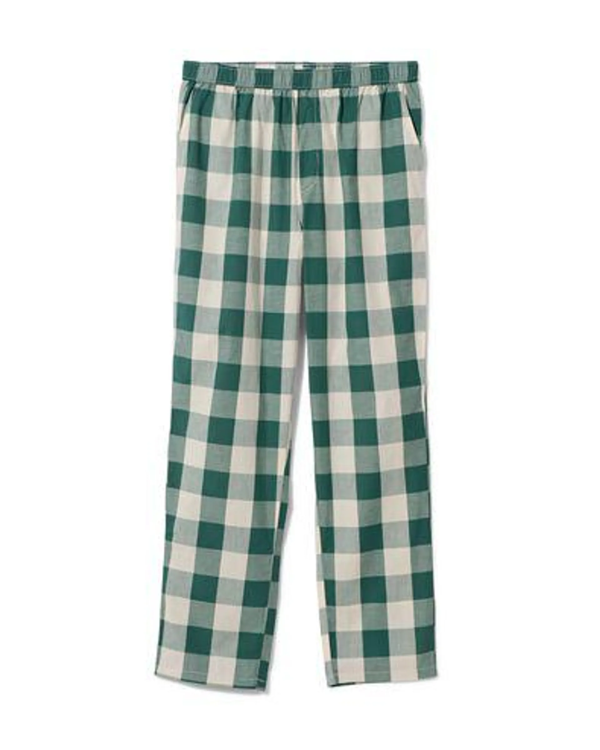 heren pyjamabroek met ruiten poplin katoen groen