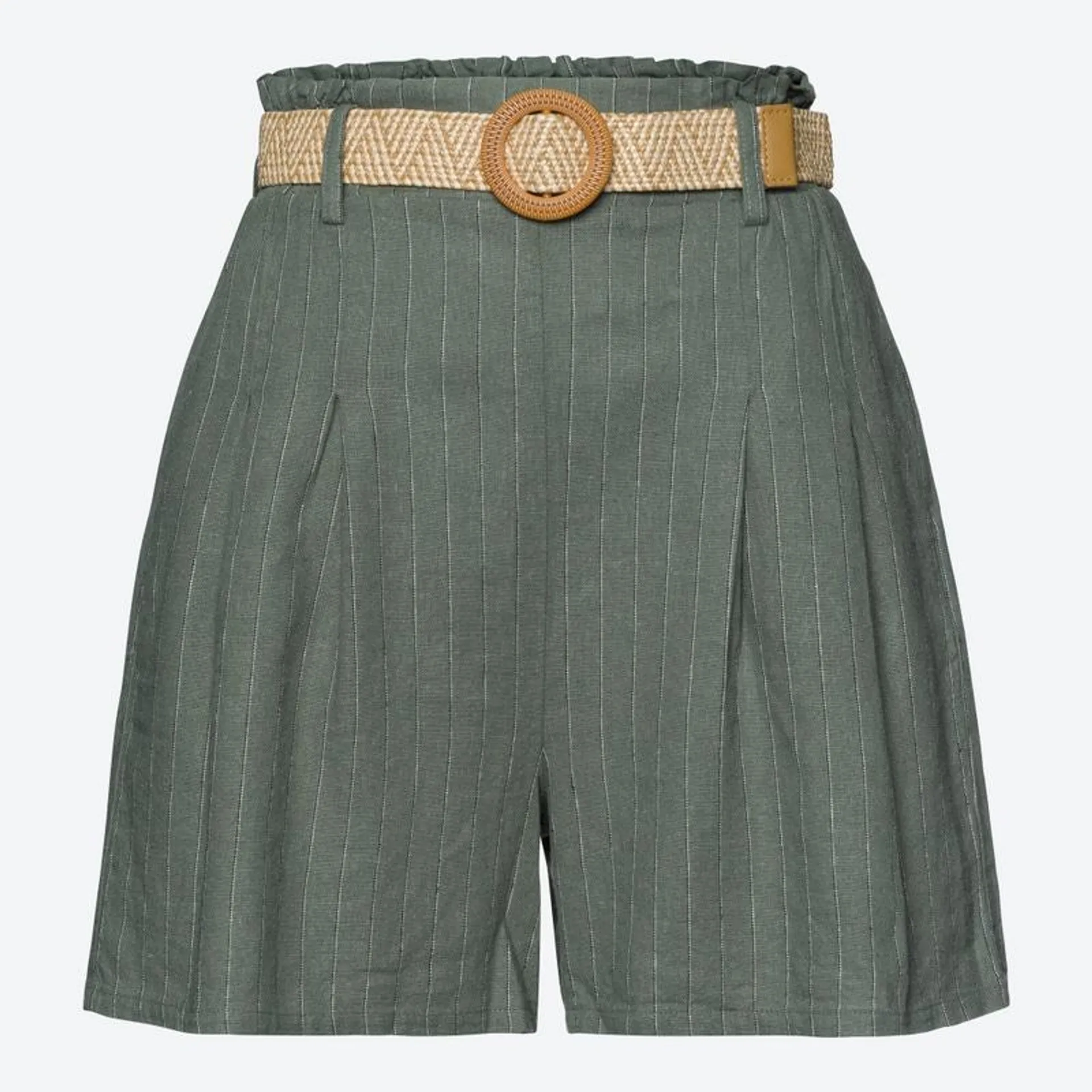 Damen-Shorts mit Bast-Gürtel, 2-teilig