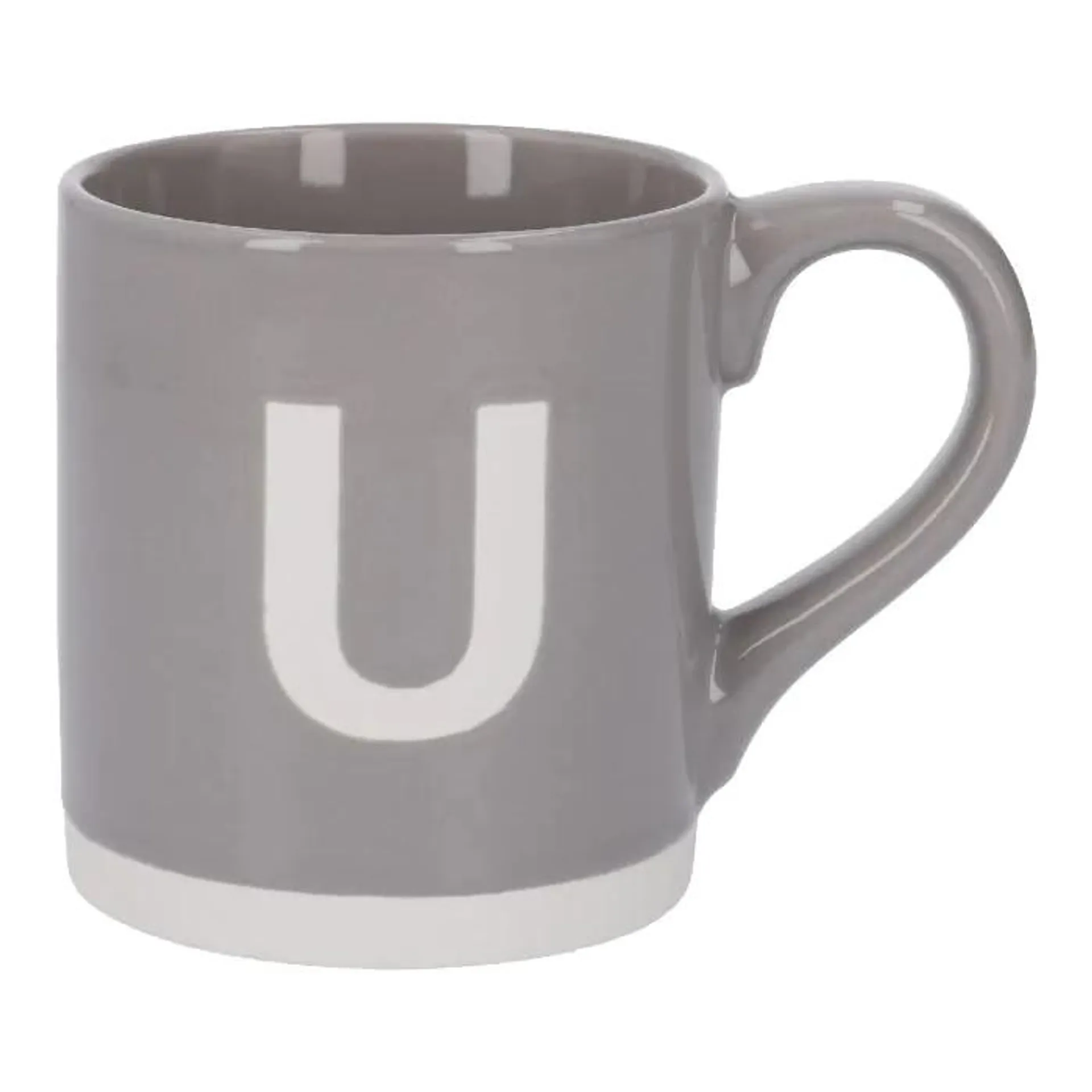 Becher Buchstabe/Uni, U/grau, 440 ml