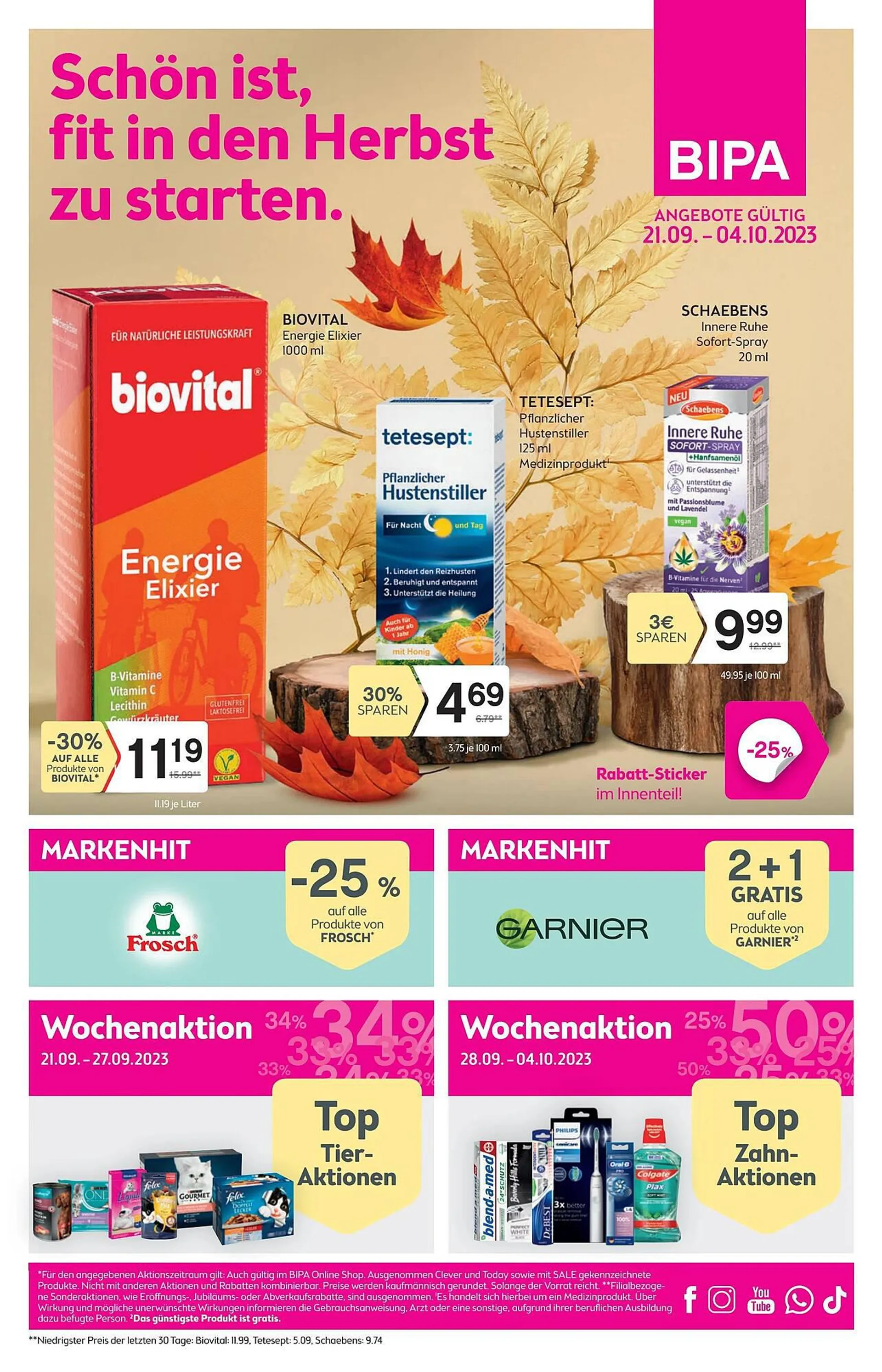 Bipa Flugblatt von 20. September bis 4. Oktober 2023 - Flugblätt seite  1