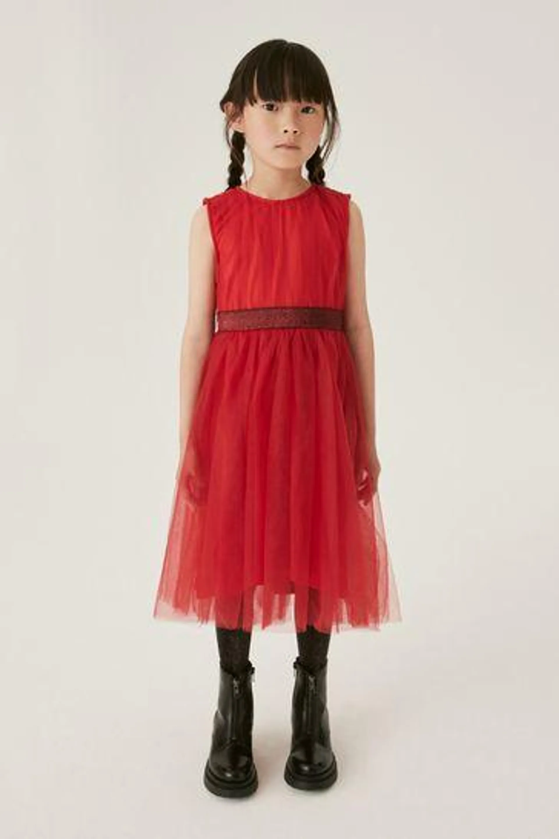 Partykleid aus Netzstoff mit Bindeband hinten (3–16 Jahre)