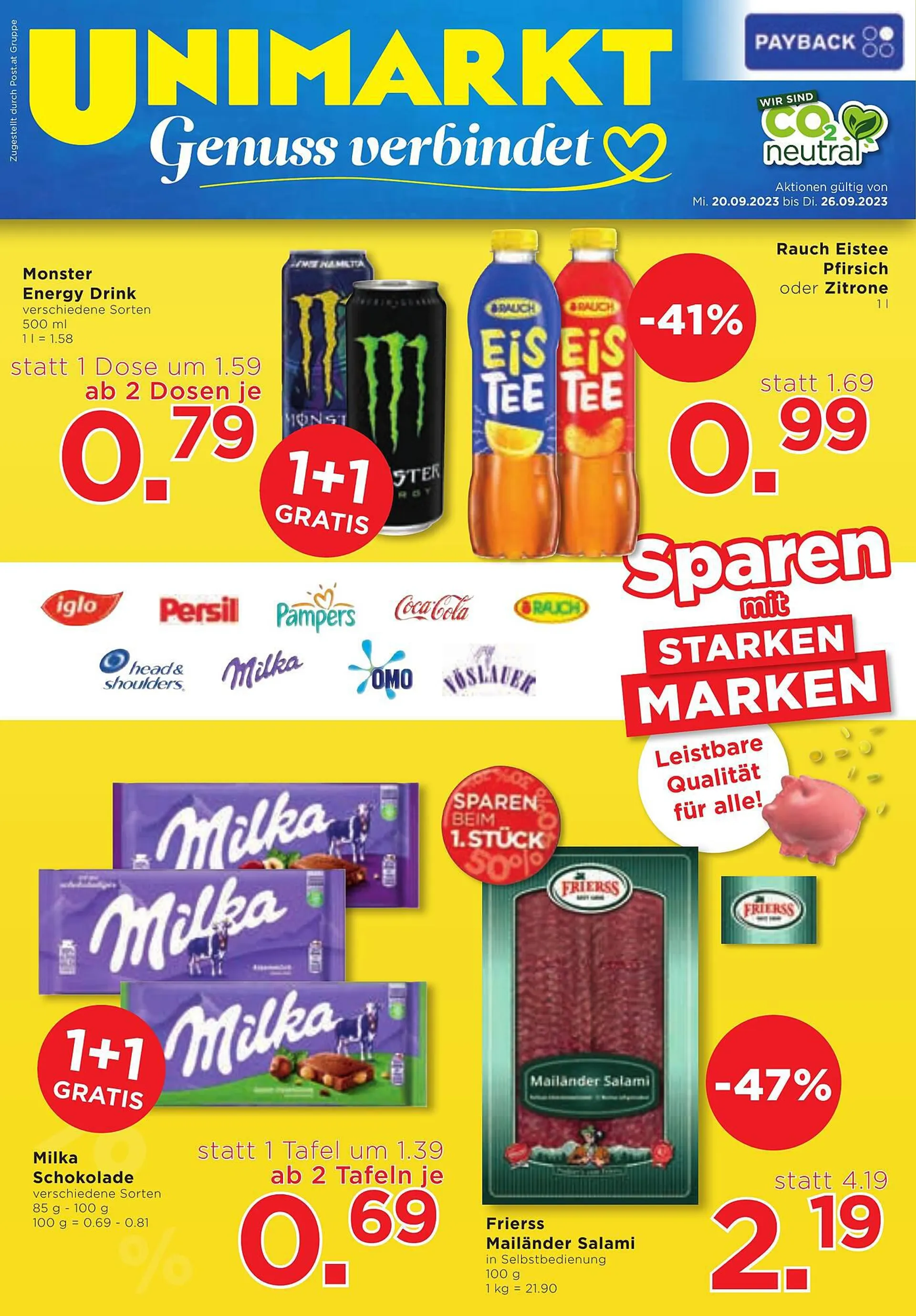 Unimarkt Flugblatt von 20. September bis 26. September 2023 - Flugblätt seite  1